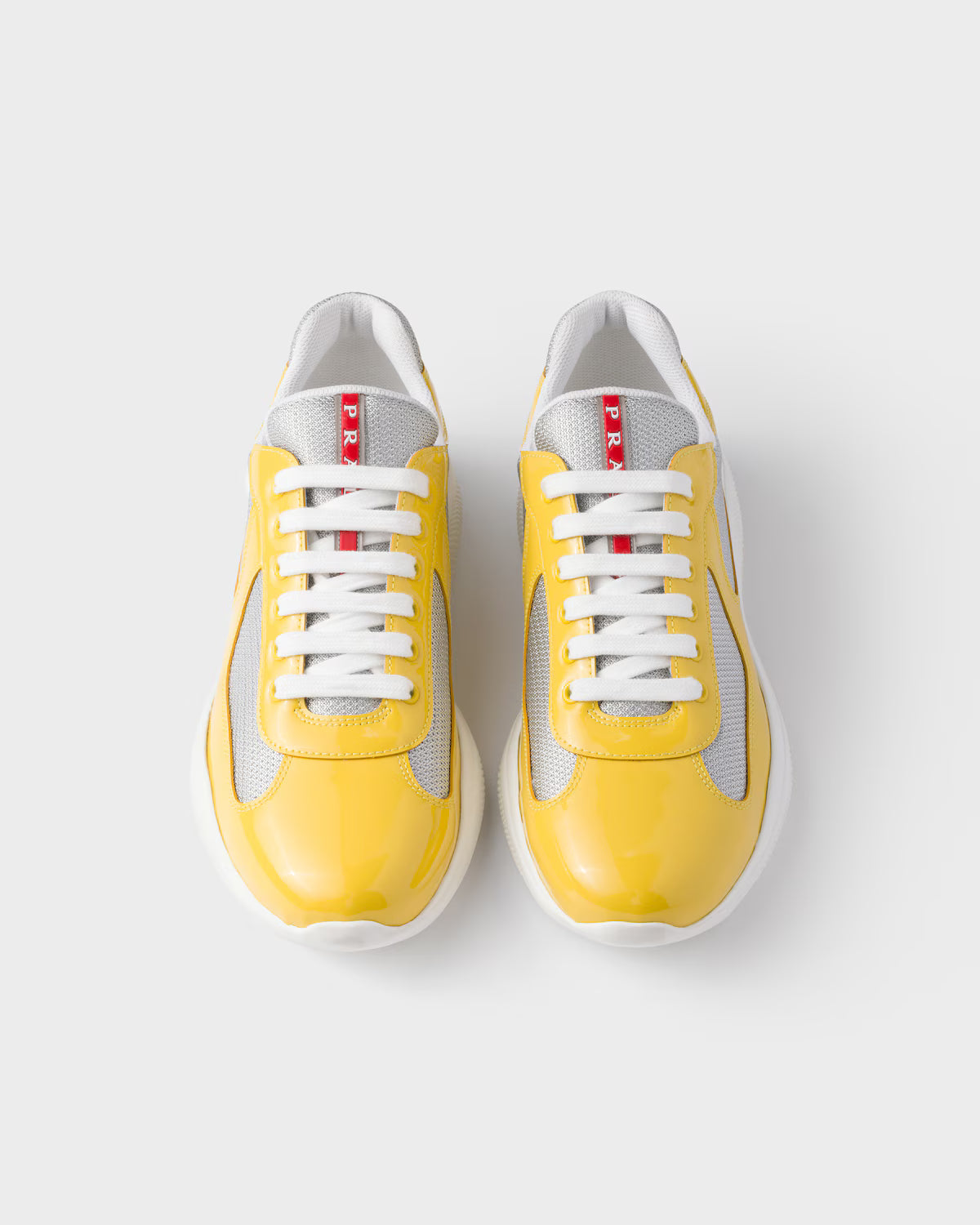 Patent Leather and Technical Fabric Prada America's Cup Sneakers - Sunny Yellow/Silver