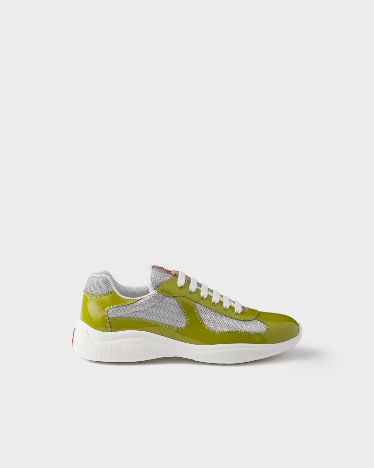 Patent Leather and Technical Fabric Prada America's Cup Sneakers - Lawn Green/Silver