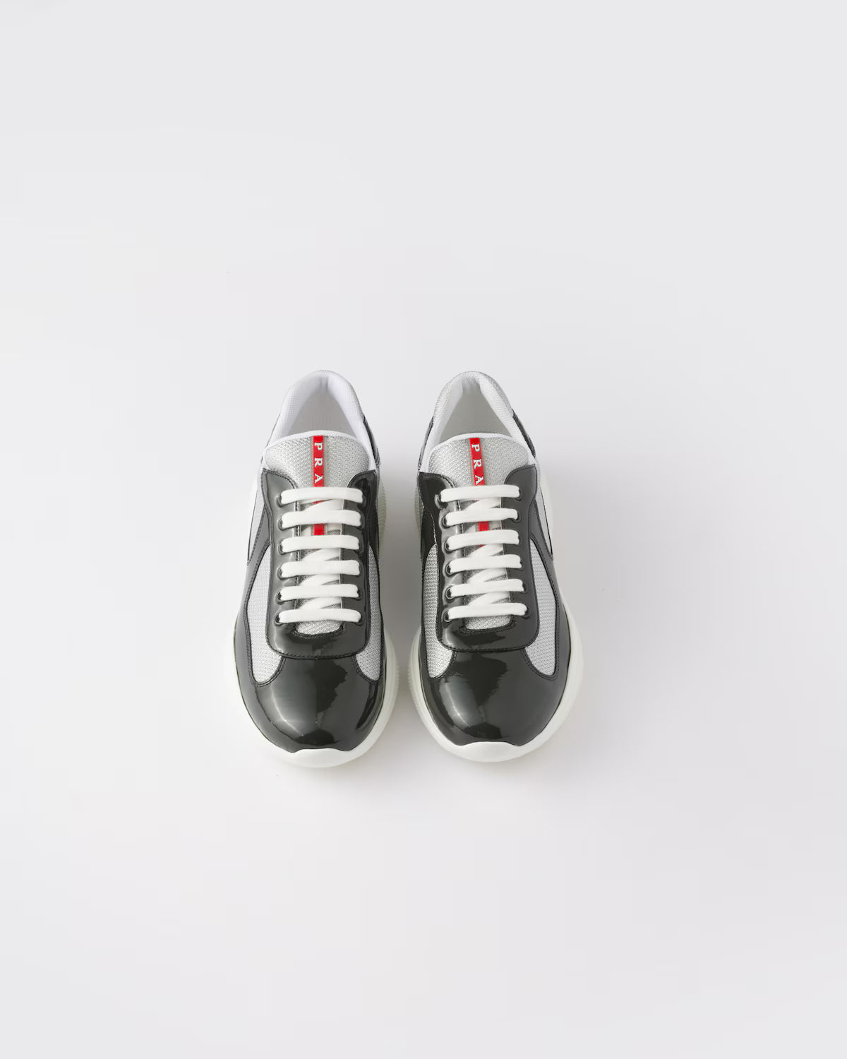 Patent Leather and Technical Fabric Prada America's Cup Sneakers - Anthracite Gray/Silver
