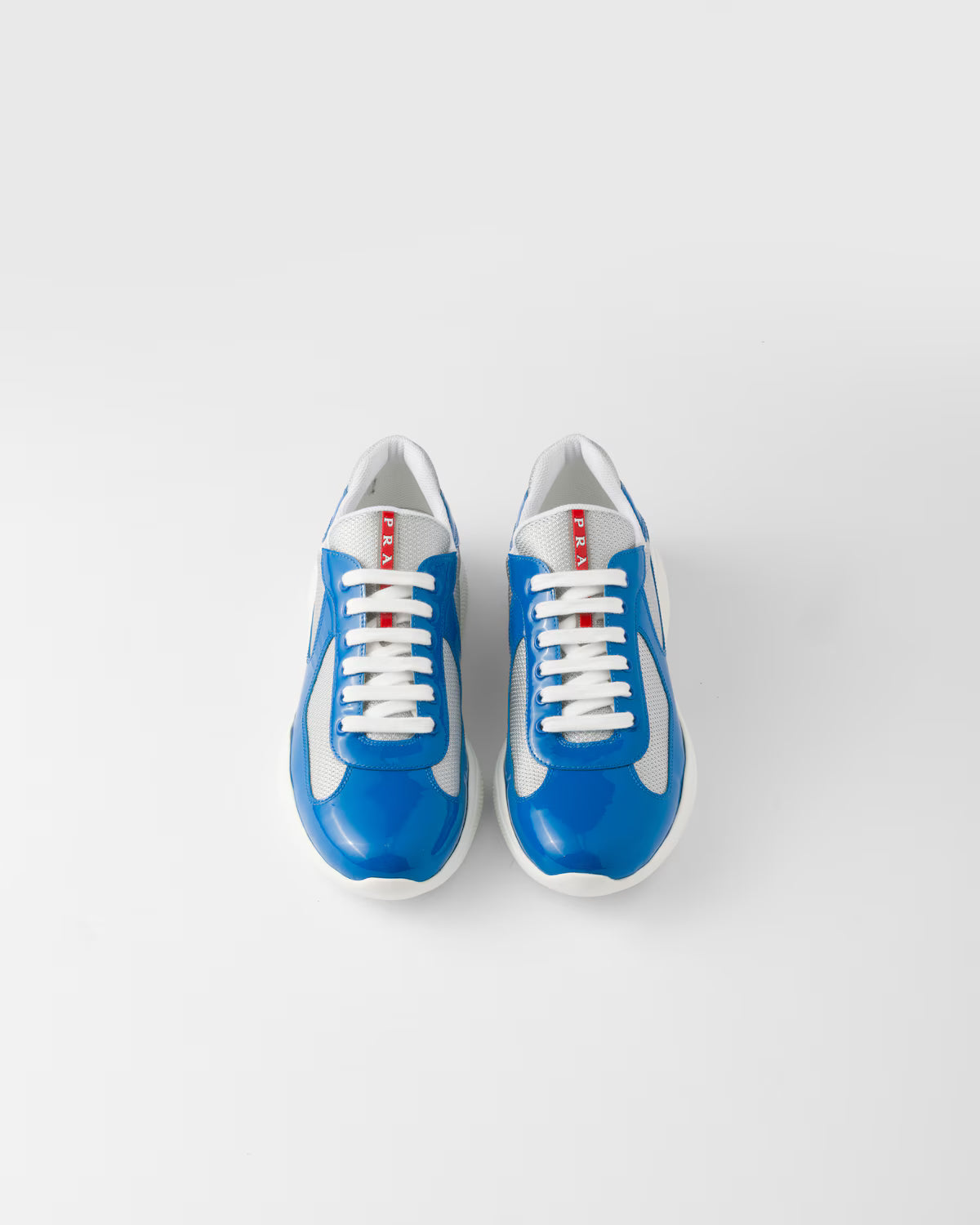 Patent Leather and Technical Fabric Prada America's Cup Sneakers - Blue/Silver