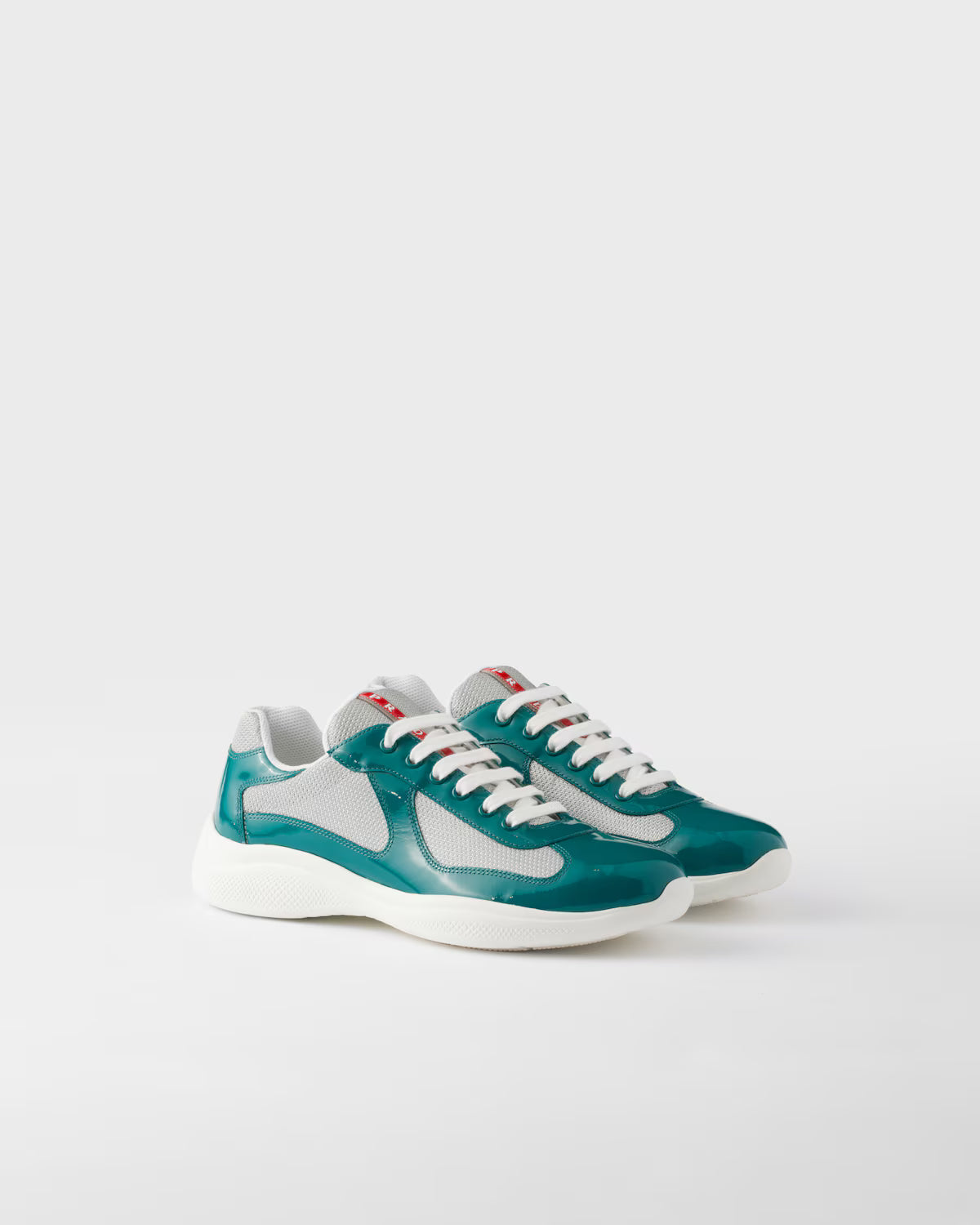Patent Leather and Technical Fabric Prada America's Cup Sneakers - Lagoon Blue/Silver
