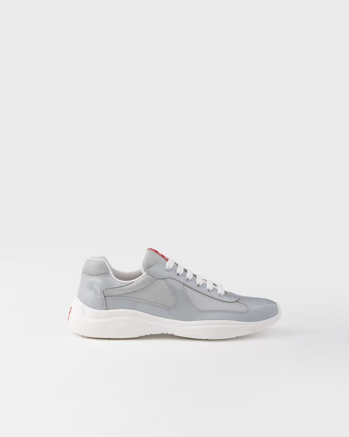 Patent Leather and Technical Fabric Prada America's Cup Sneakers - Pearl/Silver