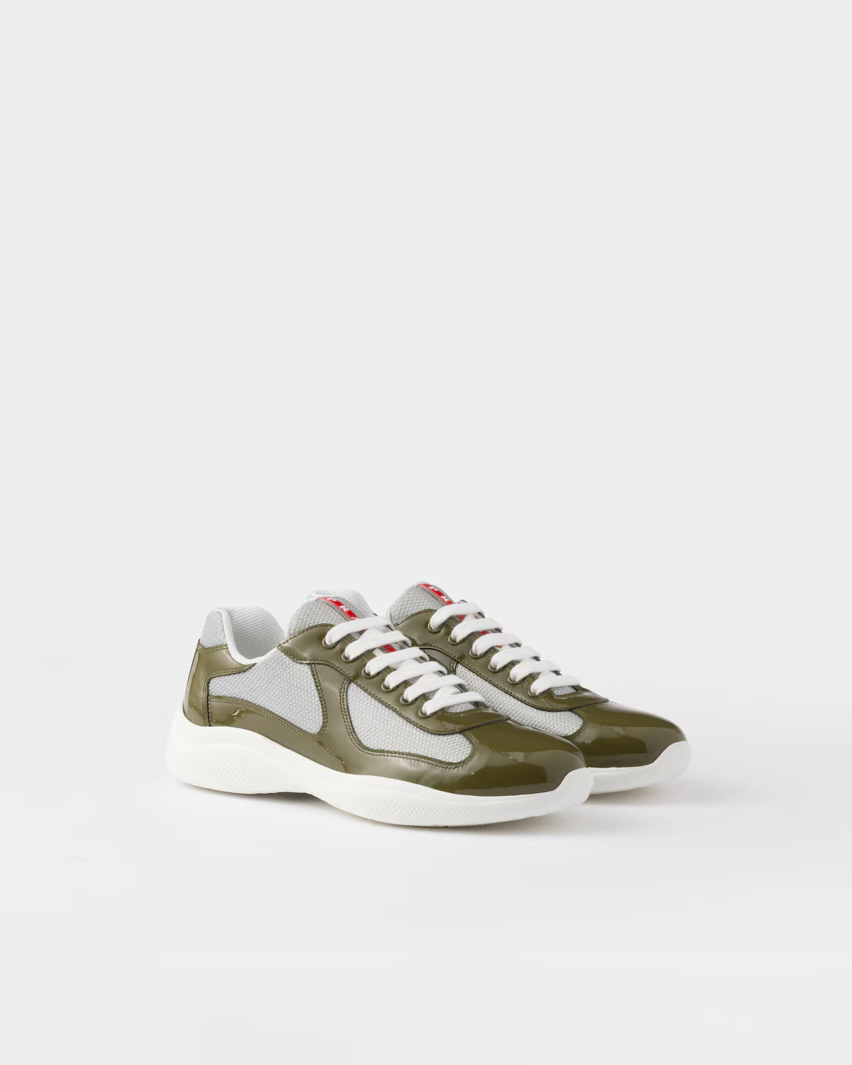 Patent Leather and Technical Fabric Prada America's Cup Sneakers - Loden Green/Silver