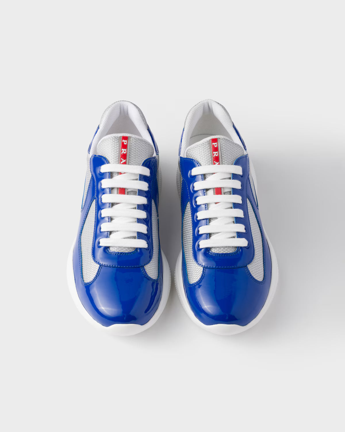 Patent Leather and Technical Fabric Prada America's Cup Sneakers - Cobalt Blue/Silver