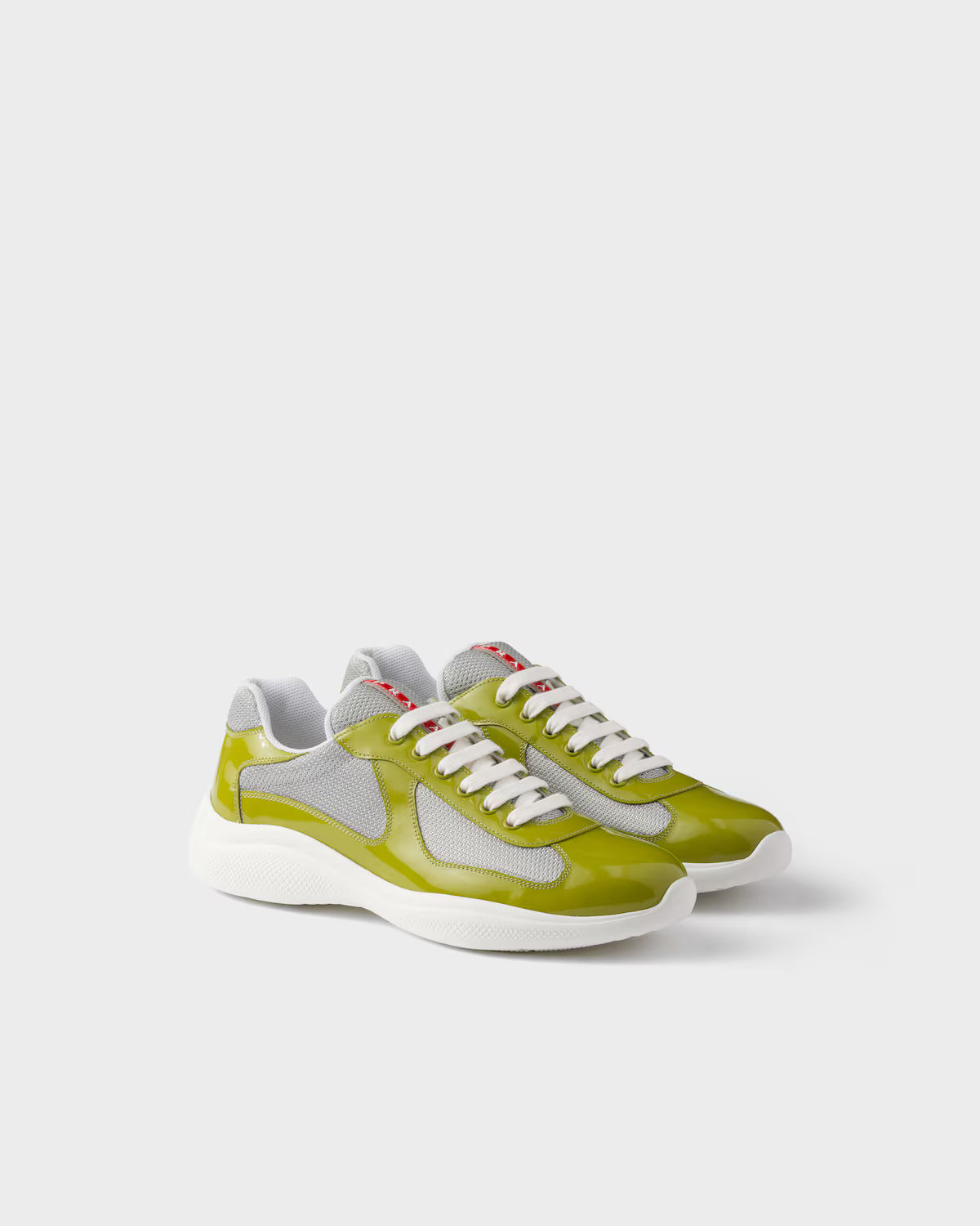 Patent Leather and Technical Fabric Prada America's Cup Sneakers - Lawn Green/Silver