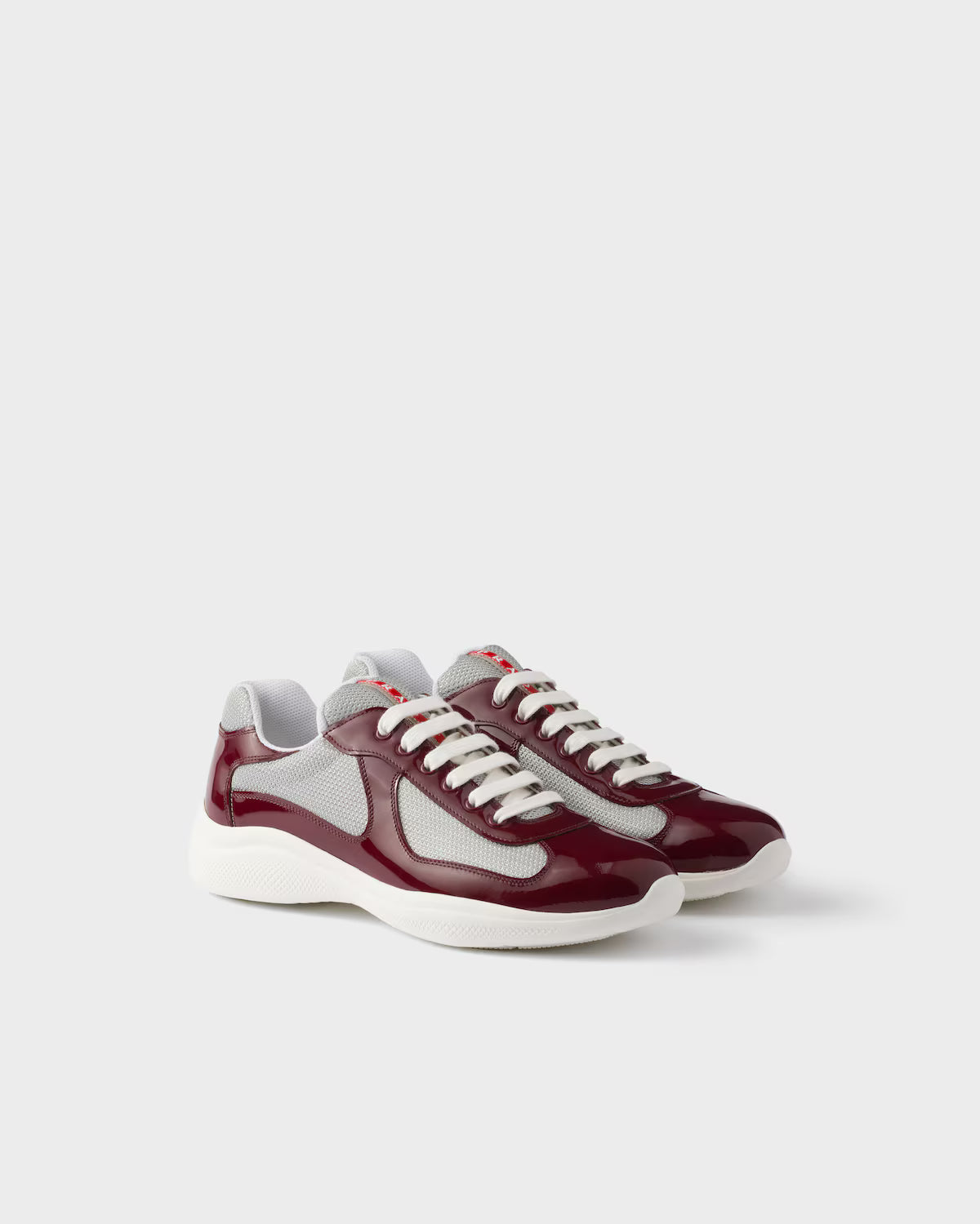 Patent Leather and Technical Fabric Prada America's Cup Sneakers - Burgundy/Silver