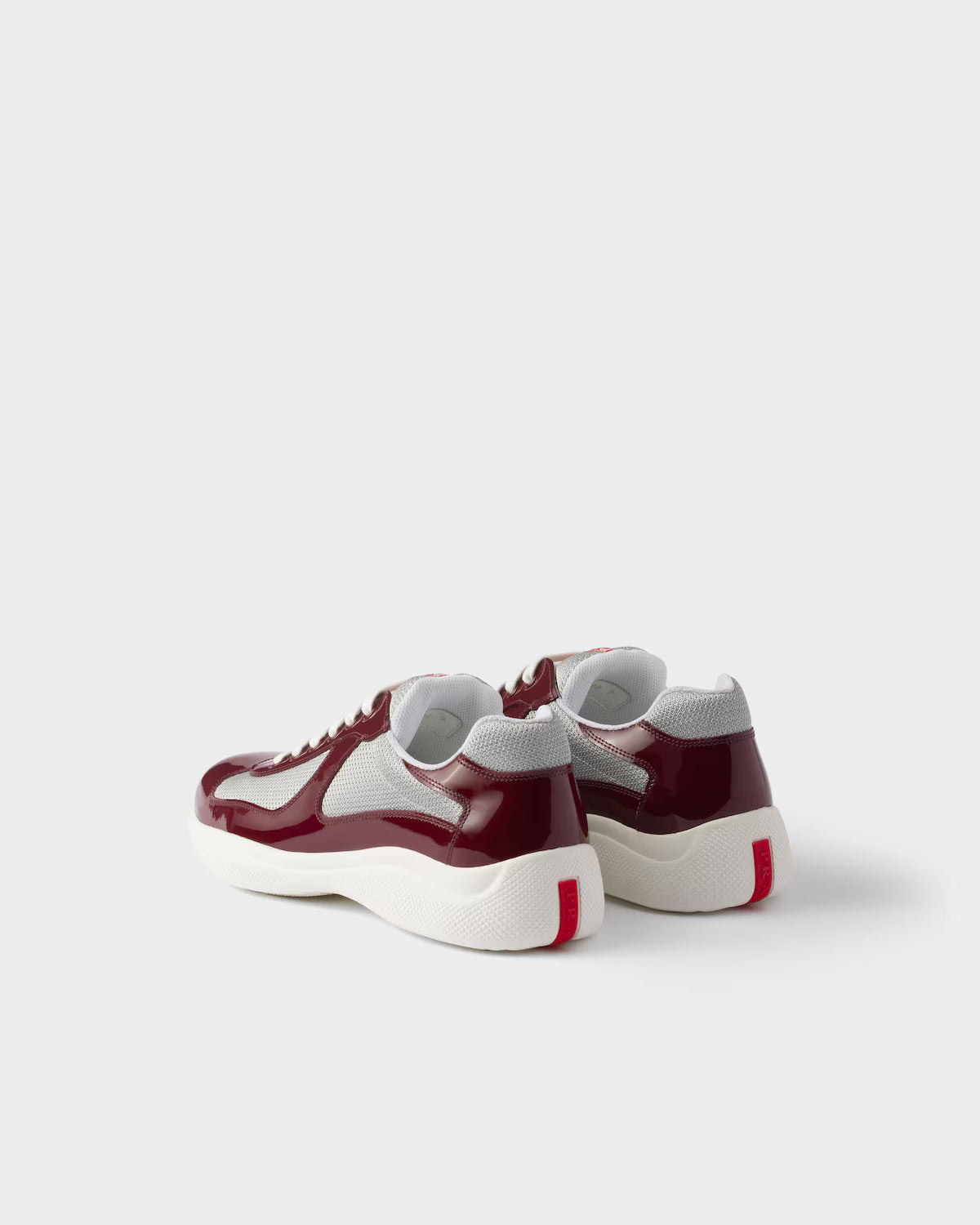 Patent Leather and Technical Fabric Prada America's Cup Sneakers - Burgundy/Silver