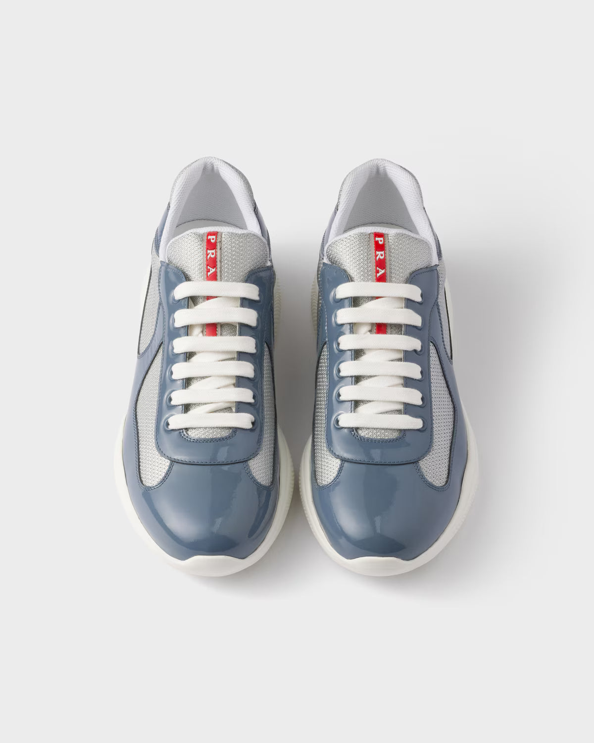Patent Leather and Technical Fabric Prada America's Cup Sneakers - Marina Blue/Silver