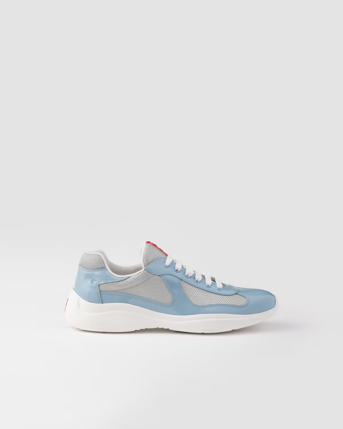 Patent Leather and Technical Fabric Prada America's Cup Sneakers - Silver/Celeste
