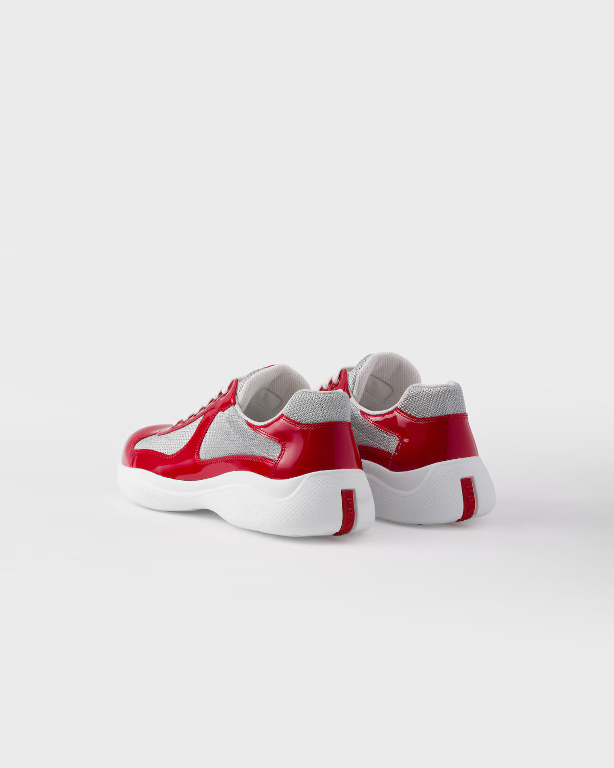 Patent Leather and Technical Fabric Prada America's Cup Sneakers - Red/Silver