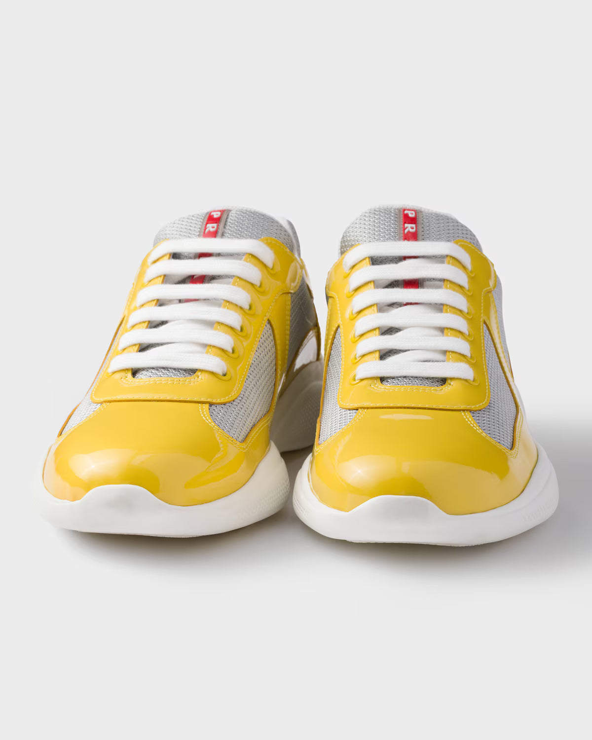 Patent Leather and Technical Fabric Prada America's Cup Sneakers - Sunny Yellow/Silver