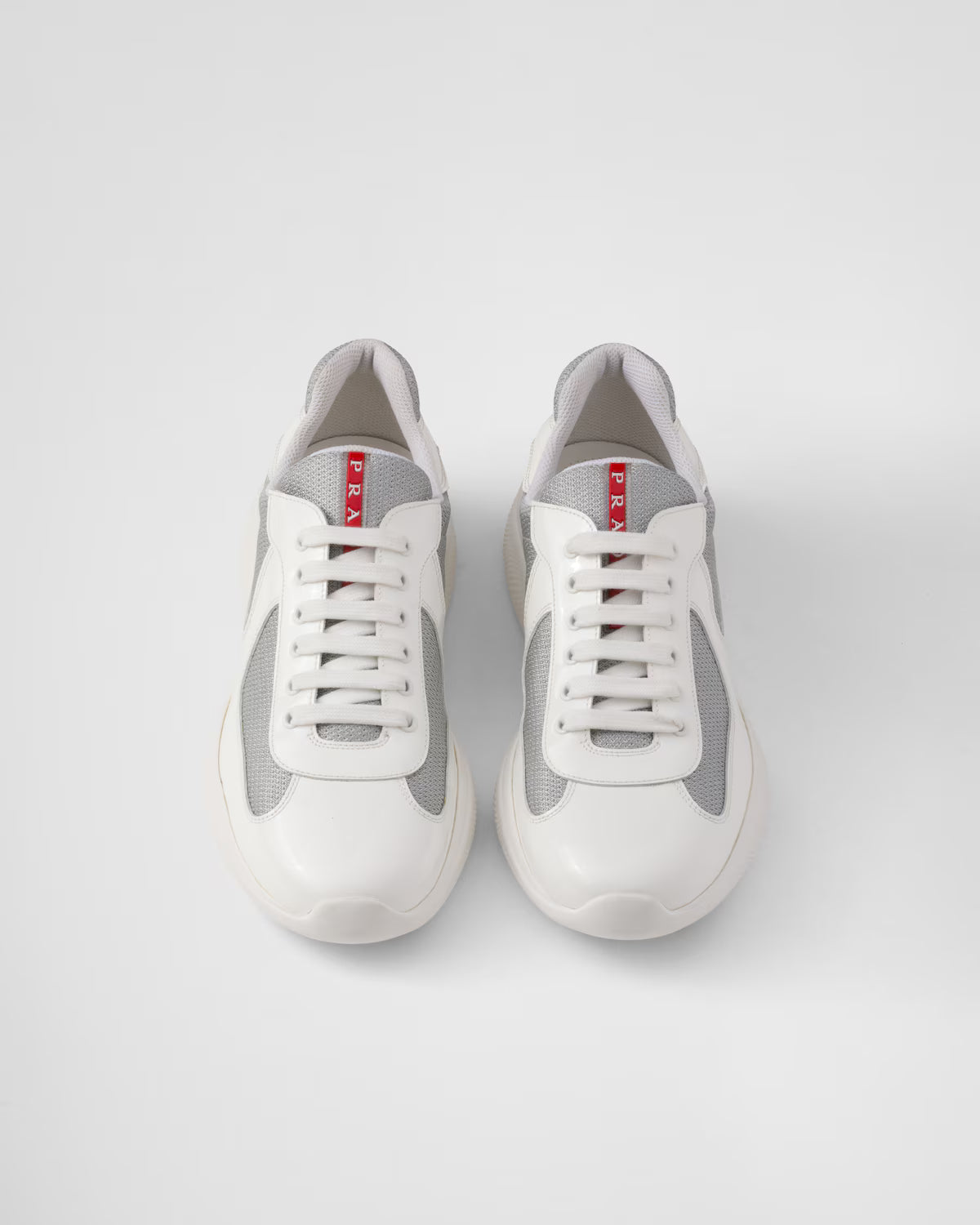 Patent Leather and Technical Fabric Prada America's Cup Sneakers - White/Silver