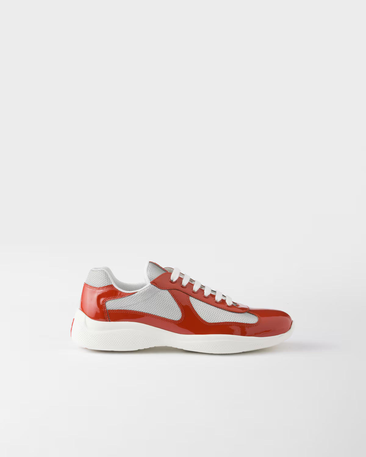 Patent Leather and Technical Fabric Prada America's Cup Sneakers - Copper/Silver