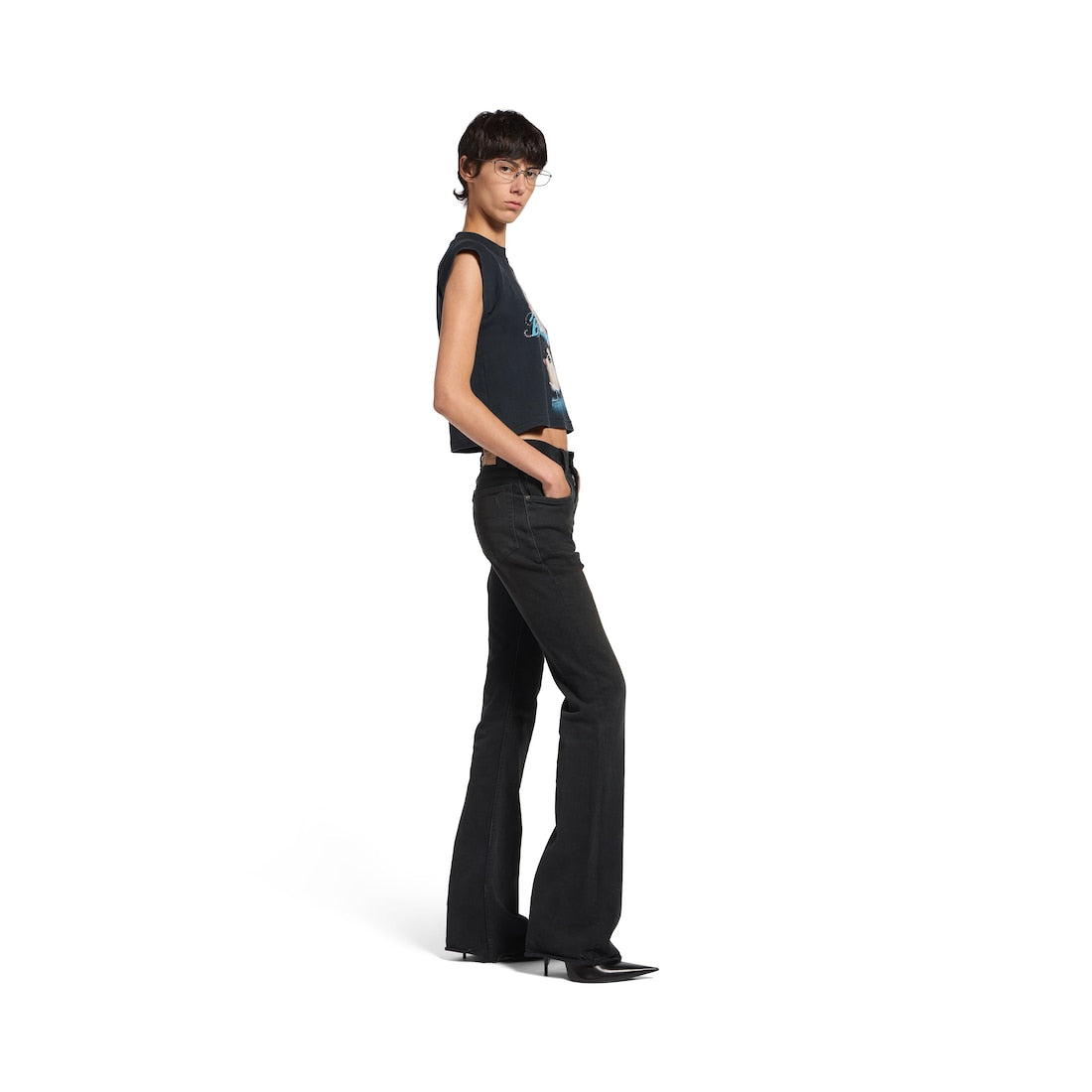 Balenciaga Music | Britney Spears Series Shrunk T-shirt in Faded Black/Blue