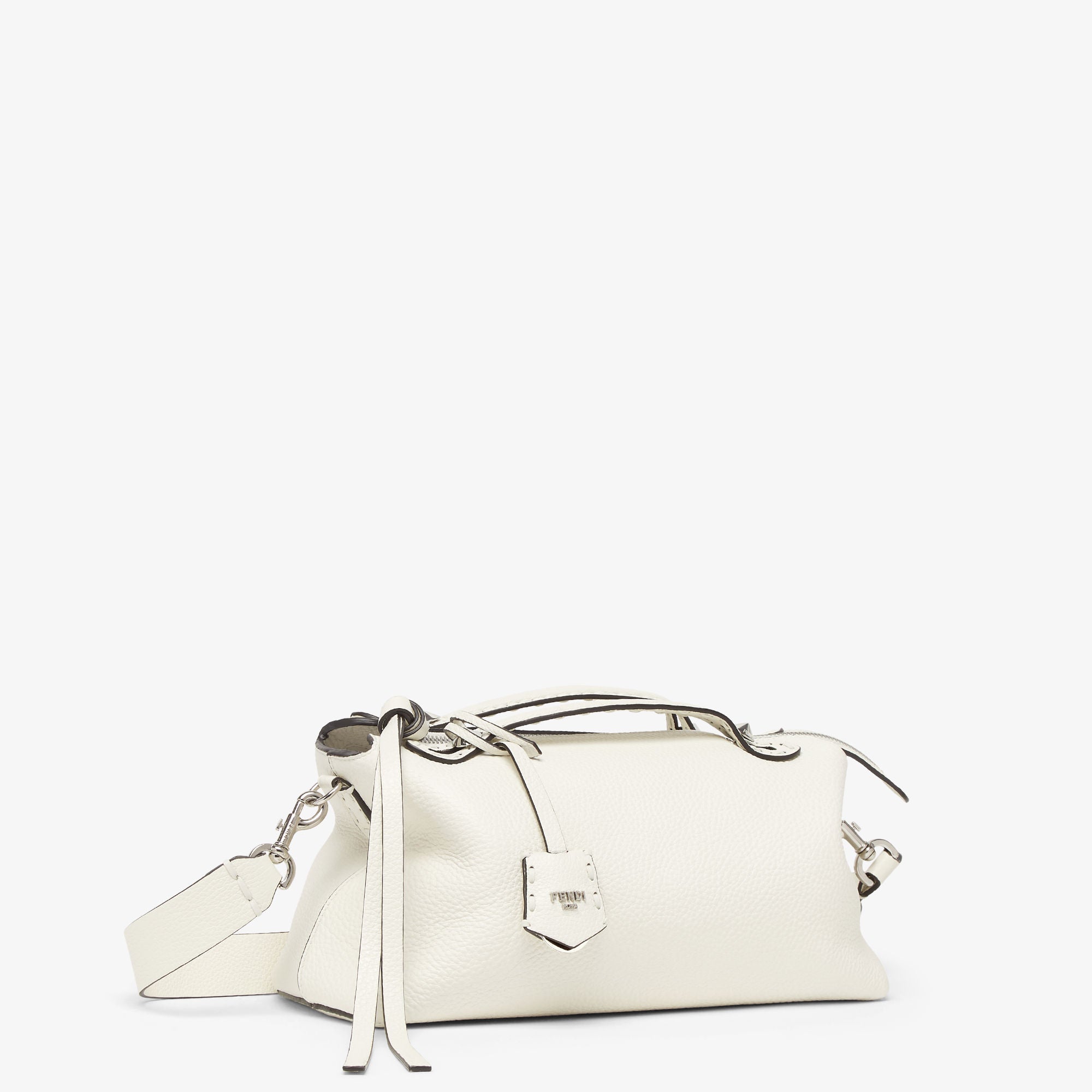 By The Way Selleria Medium White Selleria bag with 192 hand-sewn topstitches