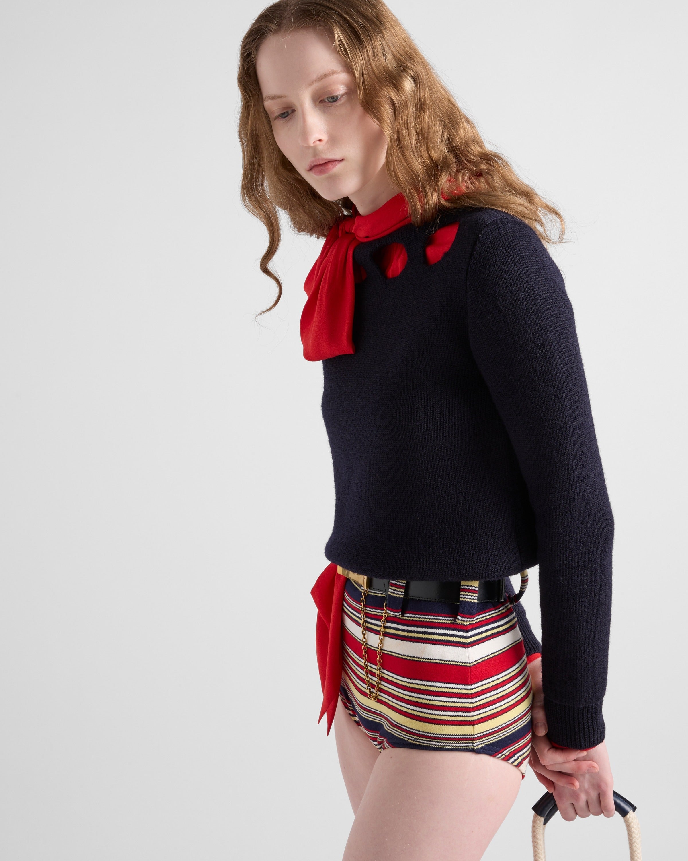 Cotton boat neck sweater Navy