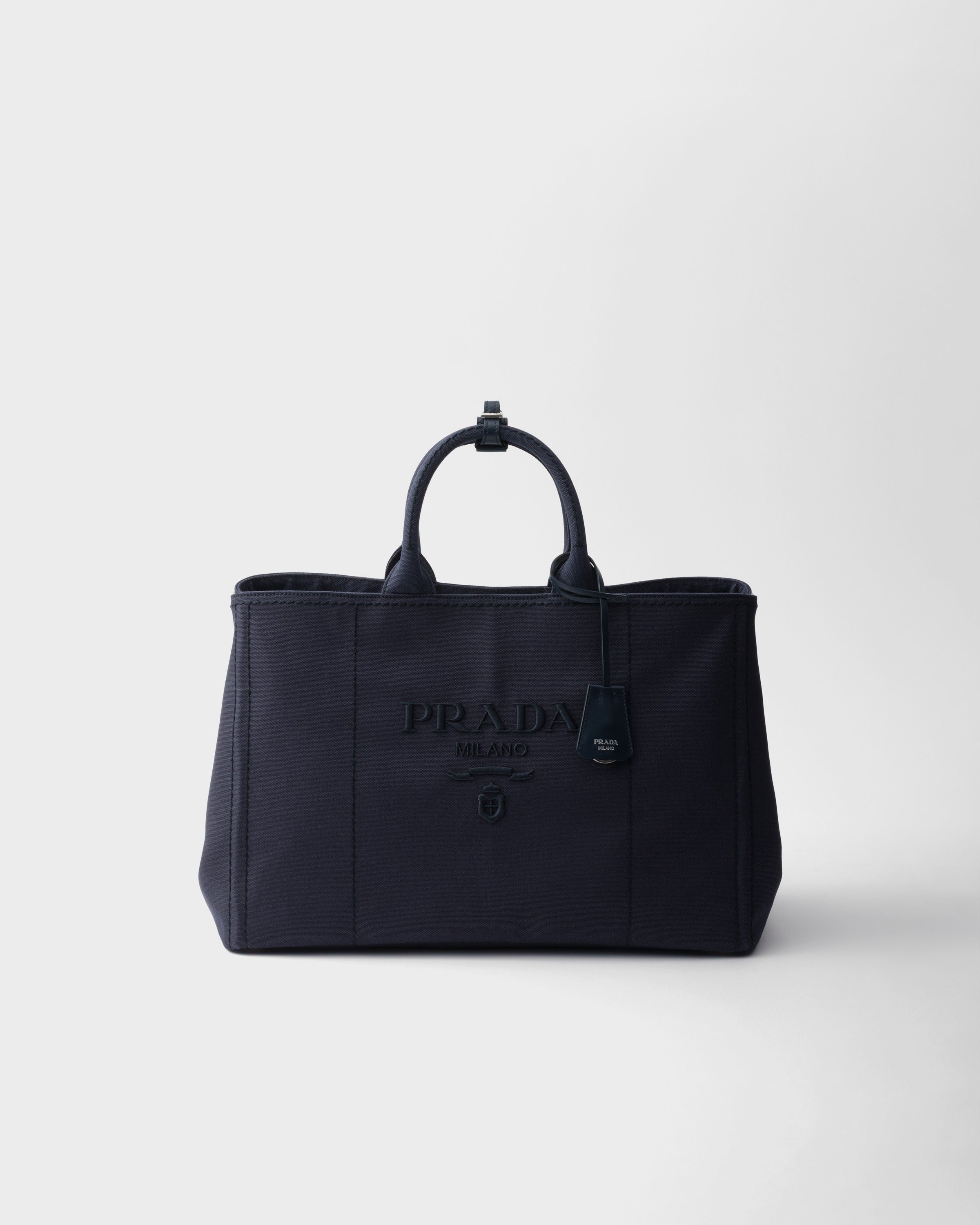 Prada Jardinière extra large cotton canvas tote bag Baltic Blue