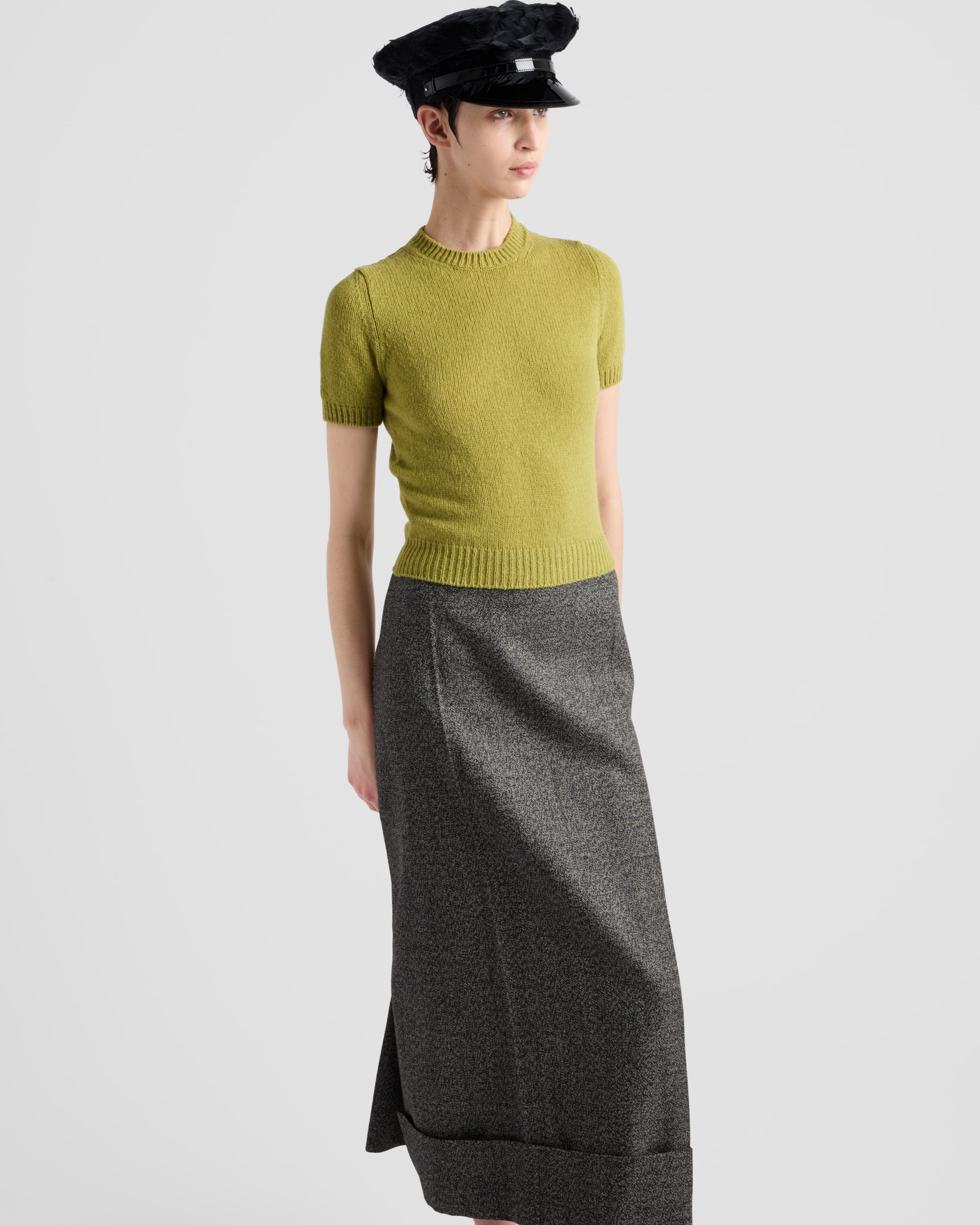 Short-sleeved cashmere sweater Pistachio Green
