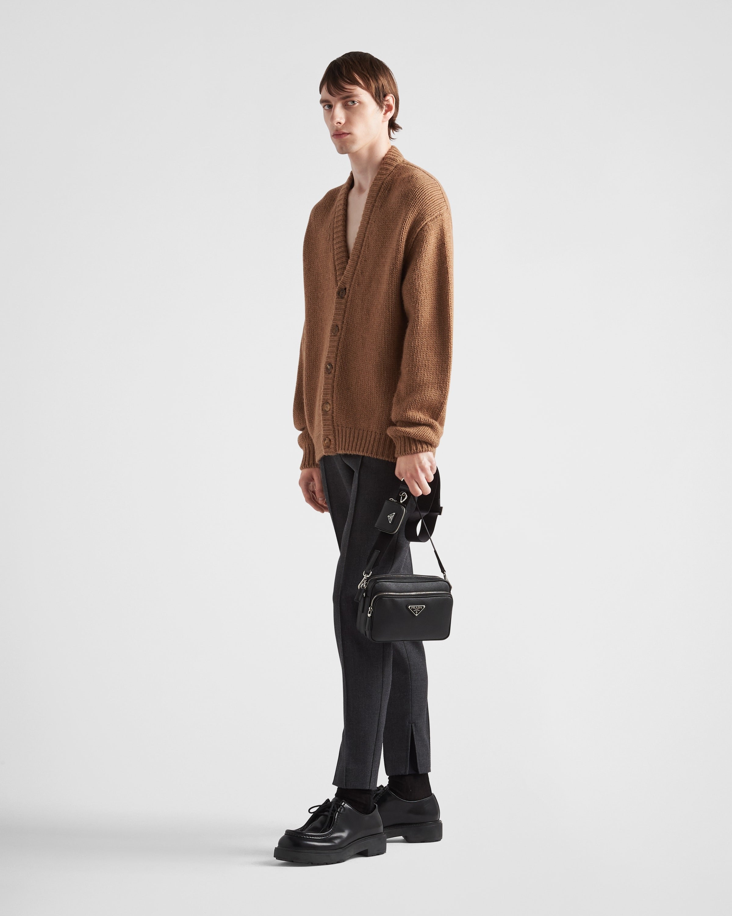 Saffiano leather shoulder bag Black