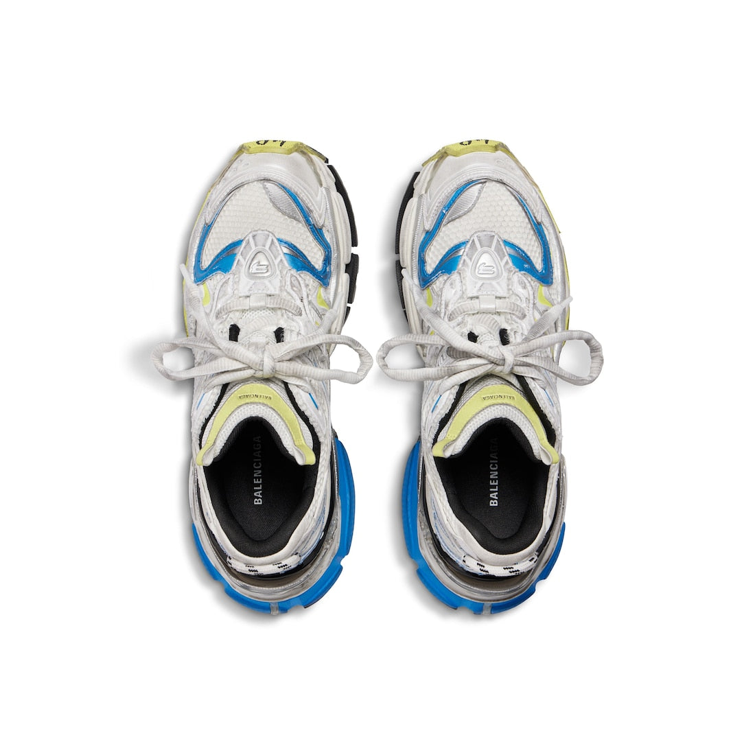 Runner 2.0 Sneaker in white, yellow and blue mesh and polyurethane