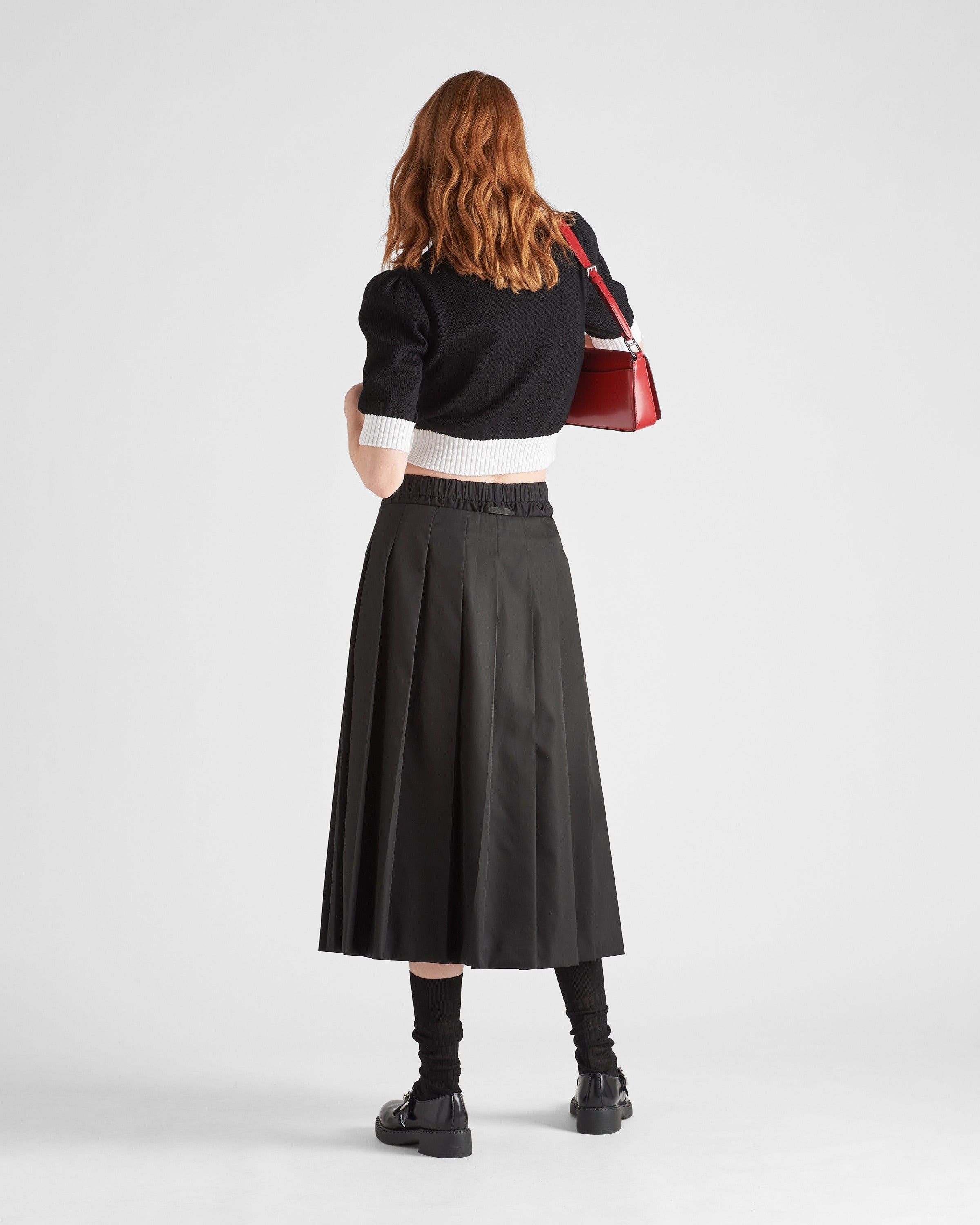 Cropped cotton cardigan Black/White