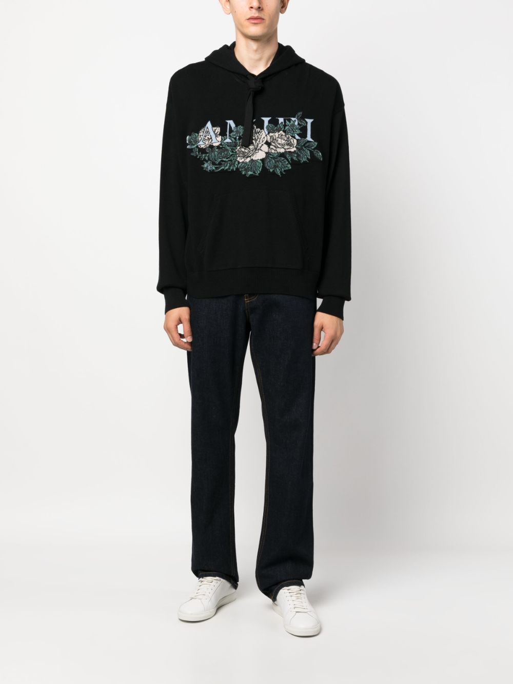 Intarsia-knit logo hoodie