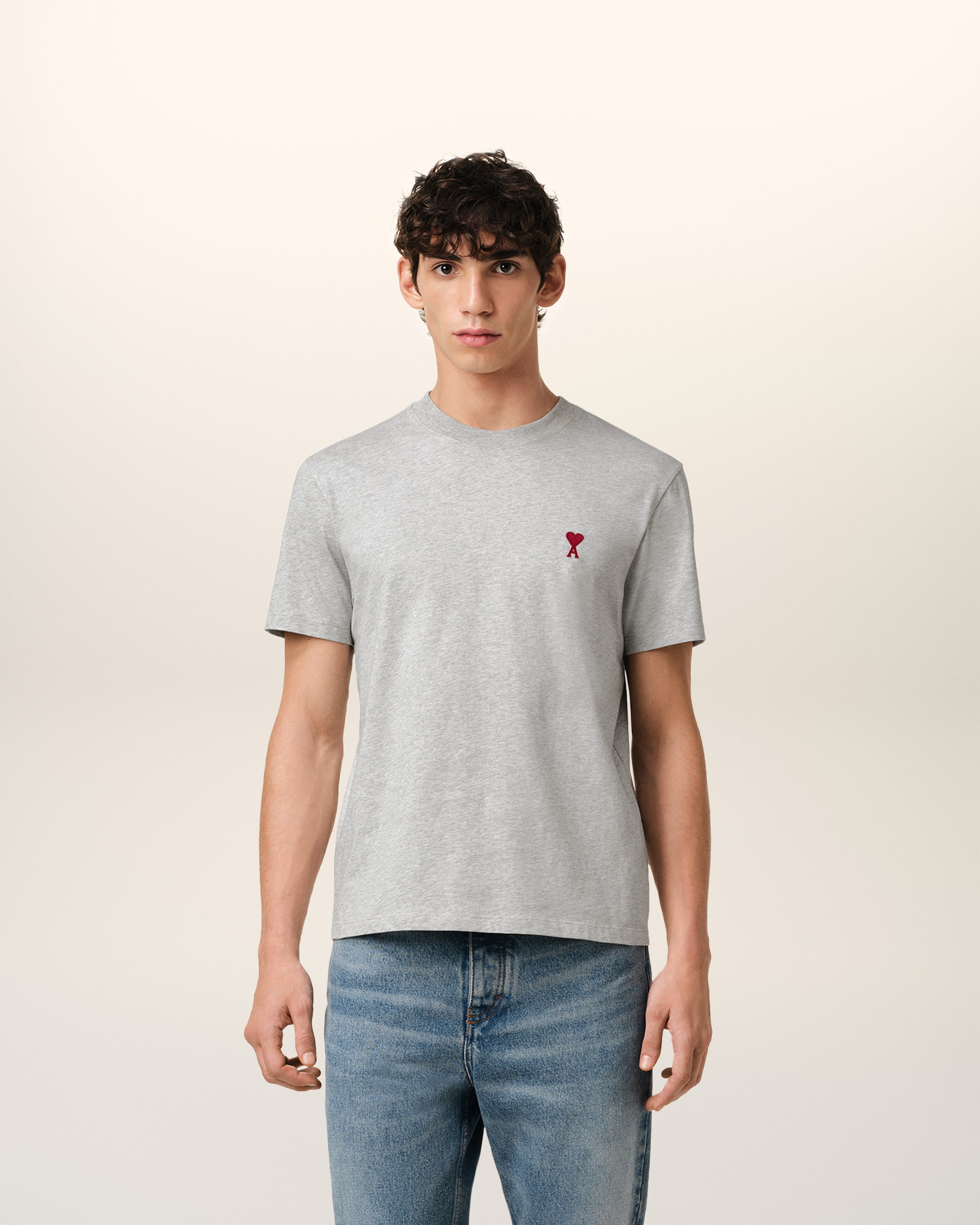 GREY COTTON AMI DE COEUR T-SHIRT HEATHER ASH GREY