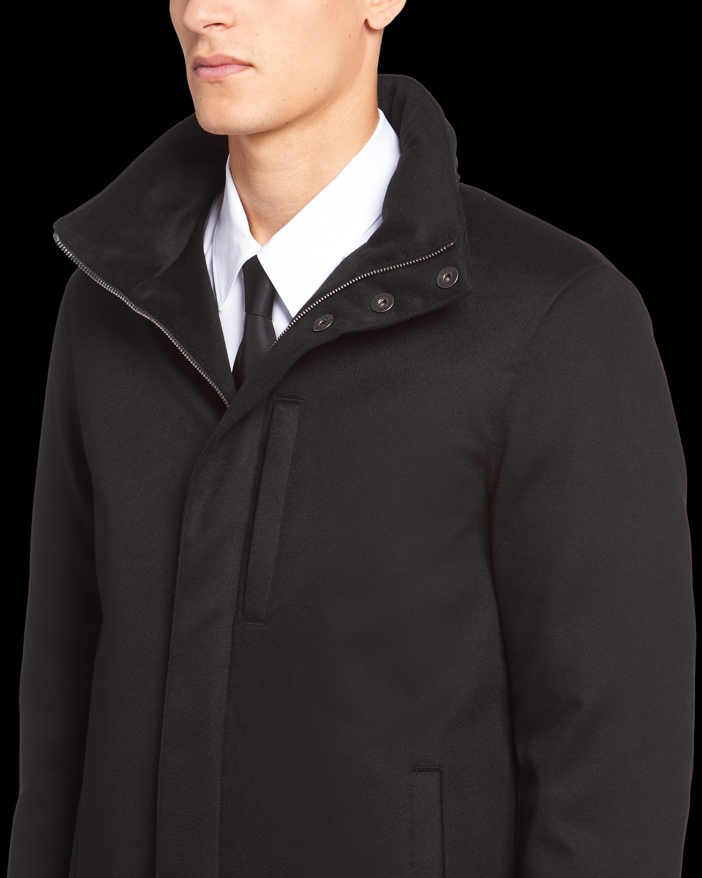 Long cashmere puffer jacket Black