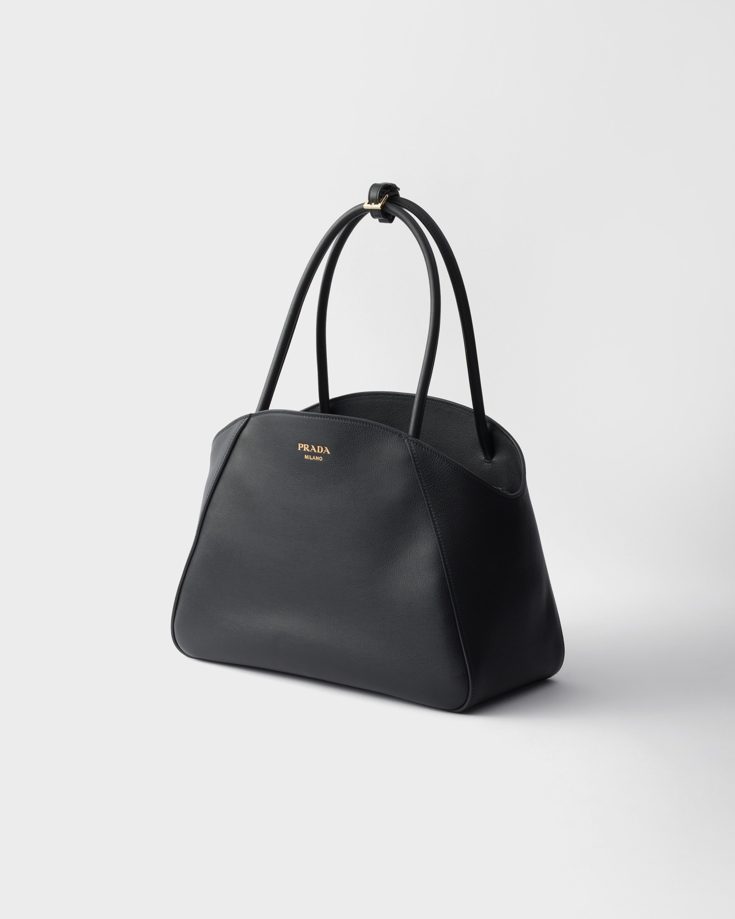 Large leather tote bag Black