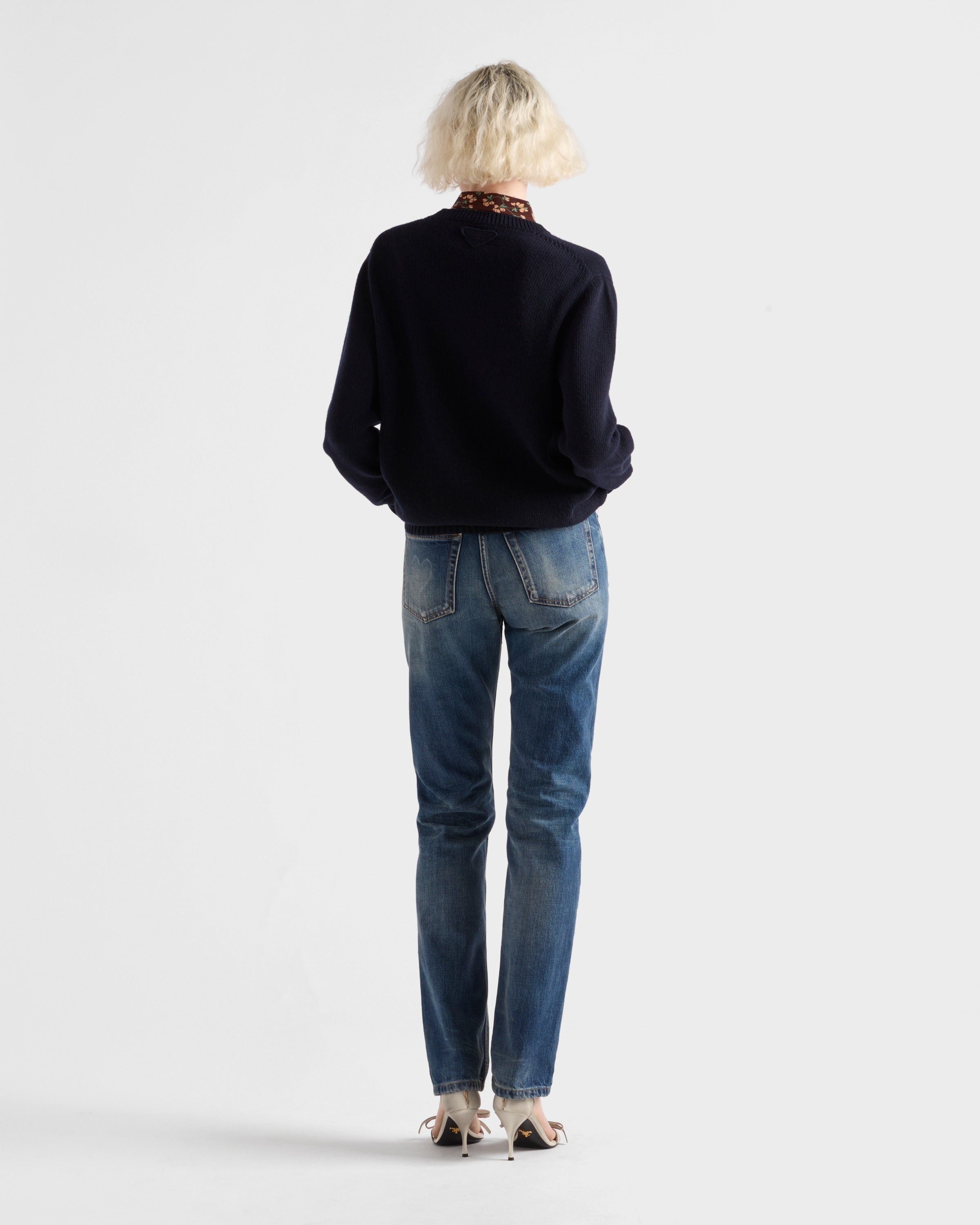Wool and cashmere crew-neck sweater Navy