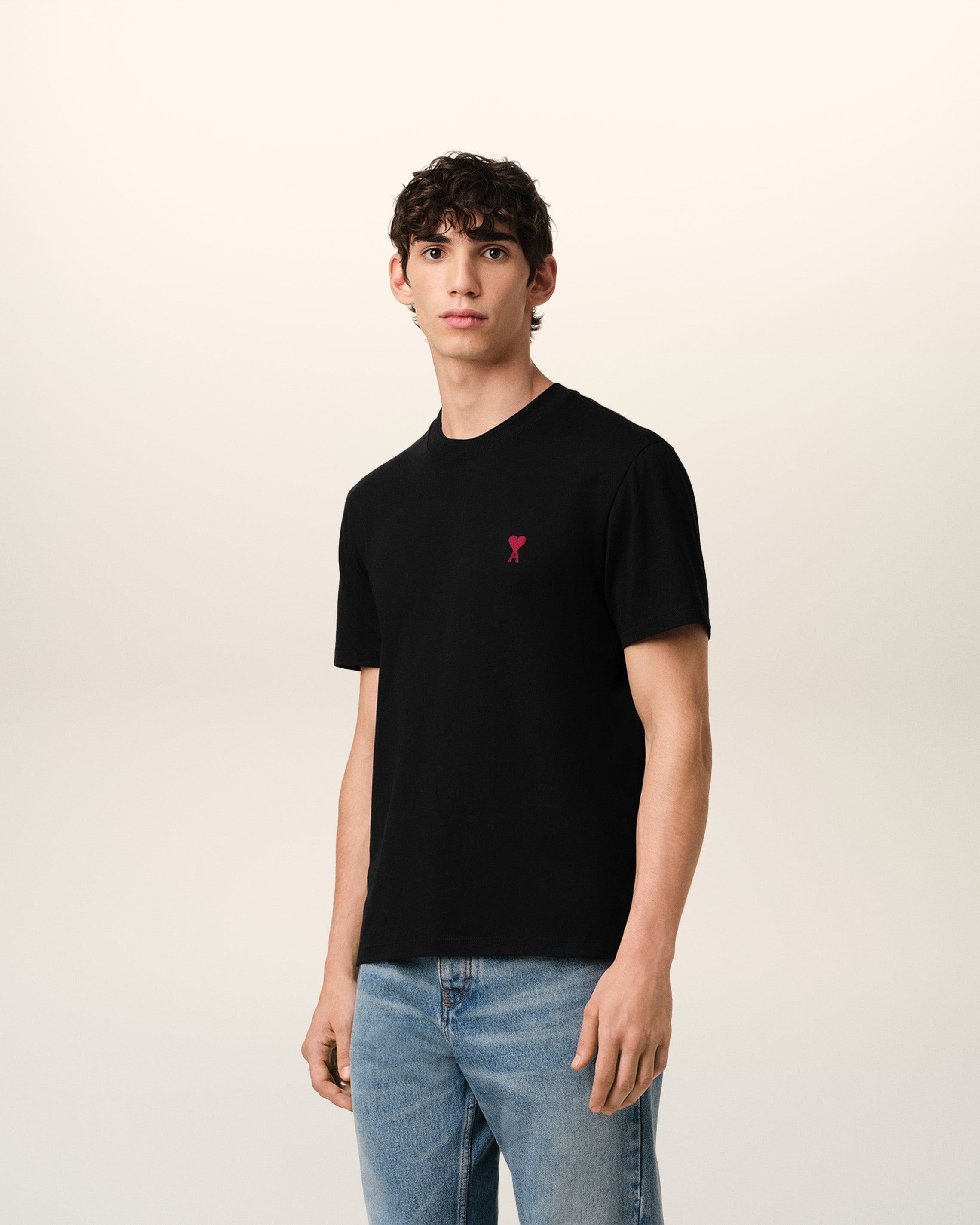 BLACK COTTON AMI DE COEUR T-SHIRT BLACK