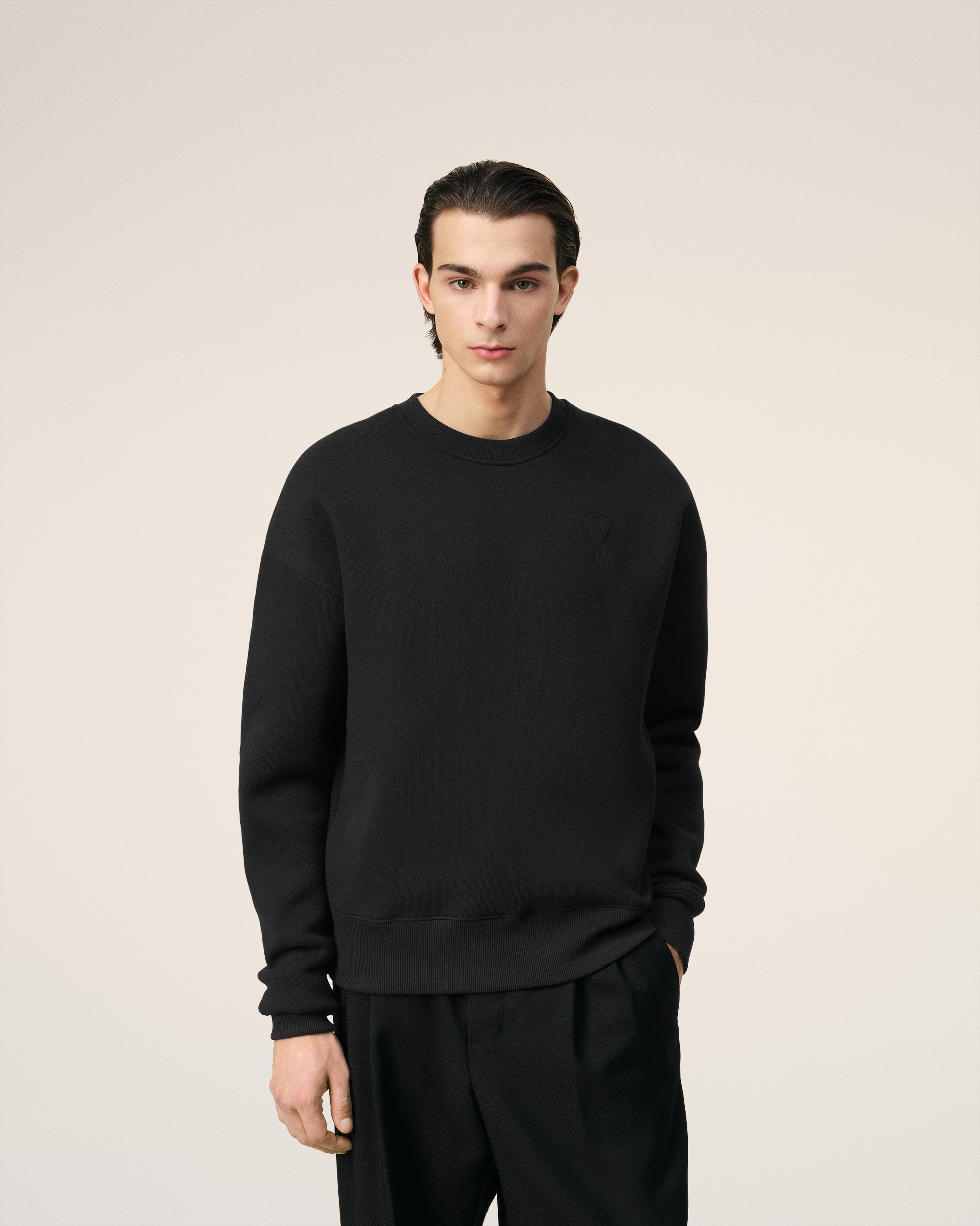 BLACK COTTON AMI DE COEUR SWEATSHIRT BLACK
