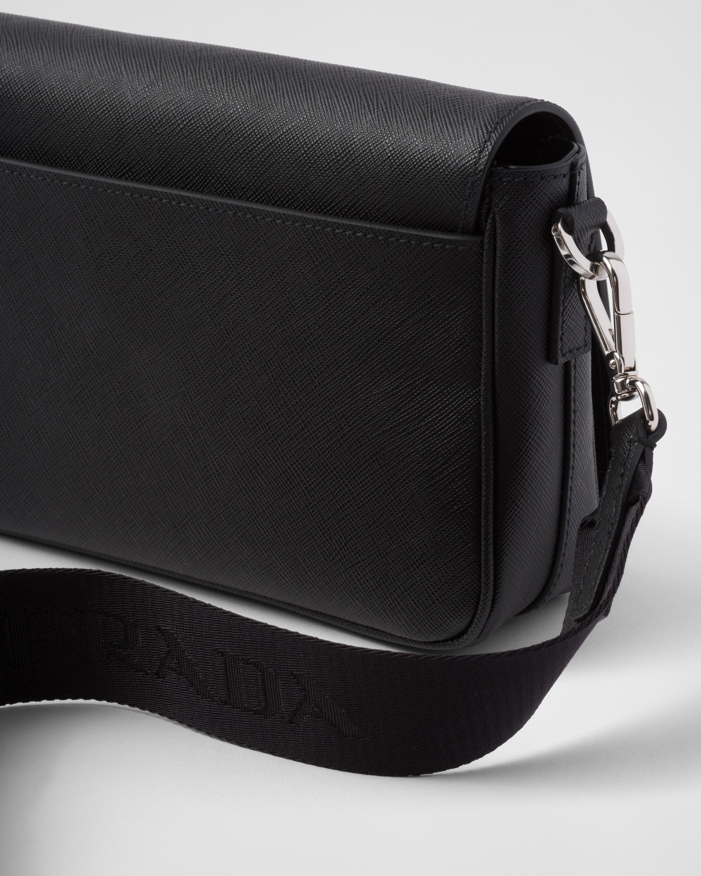 Saffiano leather shoulder bag Black