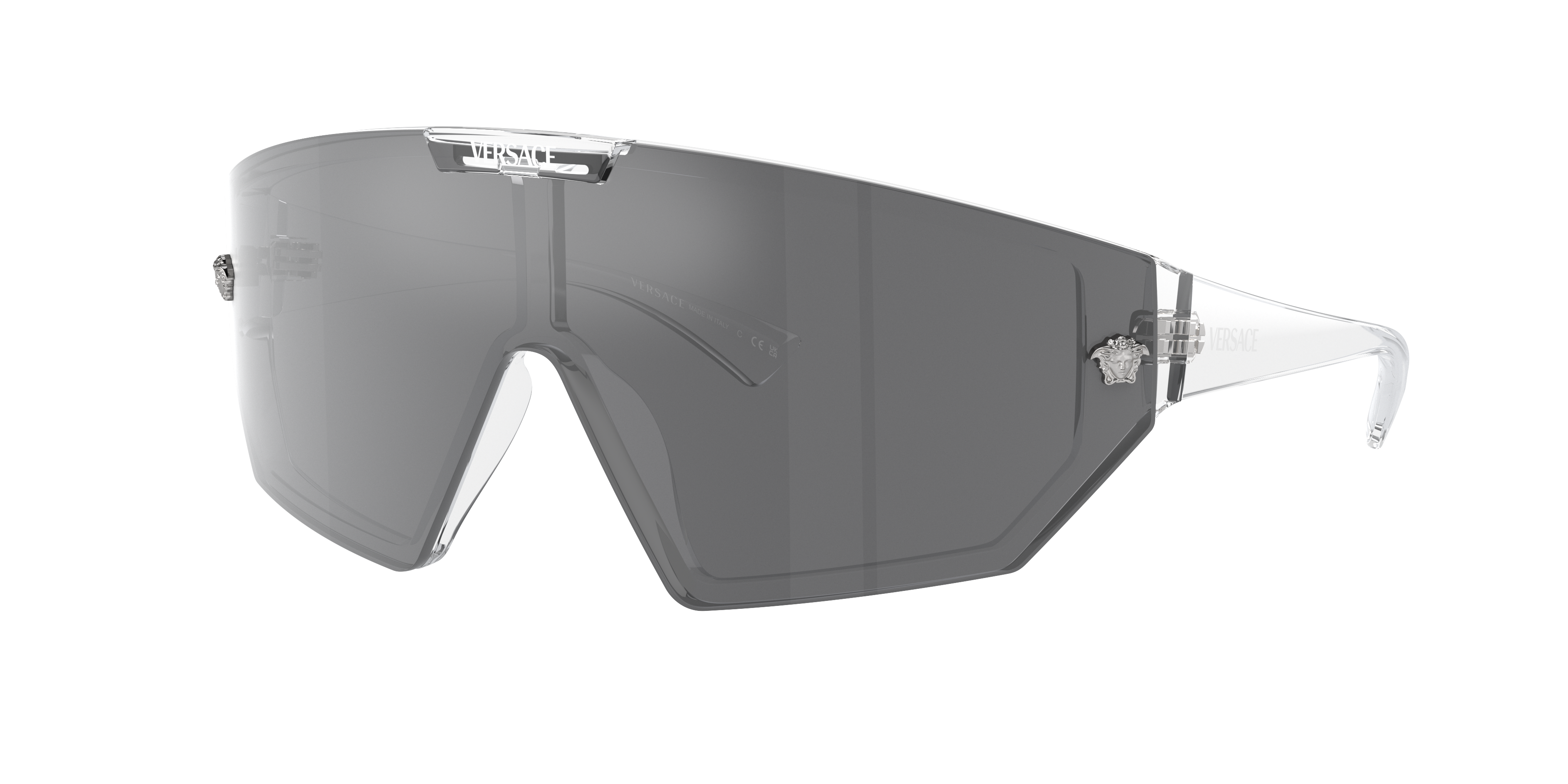 VERSACE VE4461 Crystal - Unisex Luxury Sunglasses, Grey Mirror Black/Mirror Blue Violet Lens