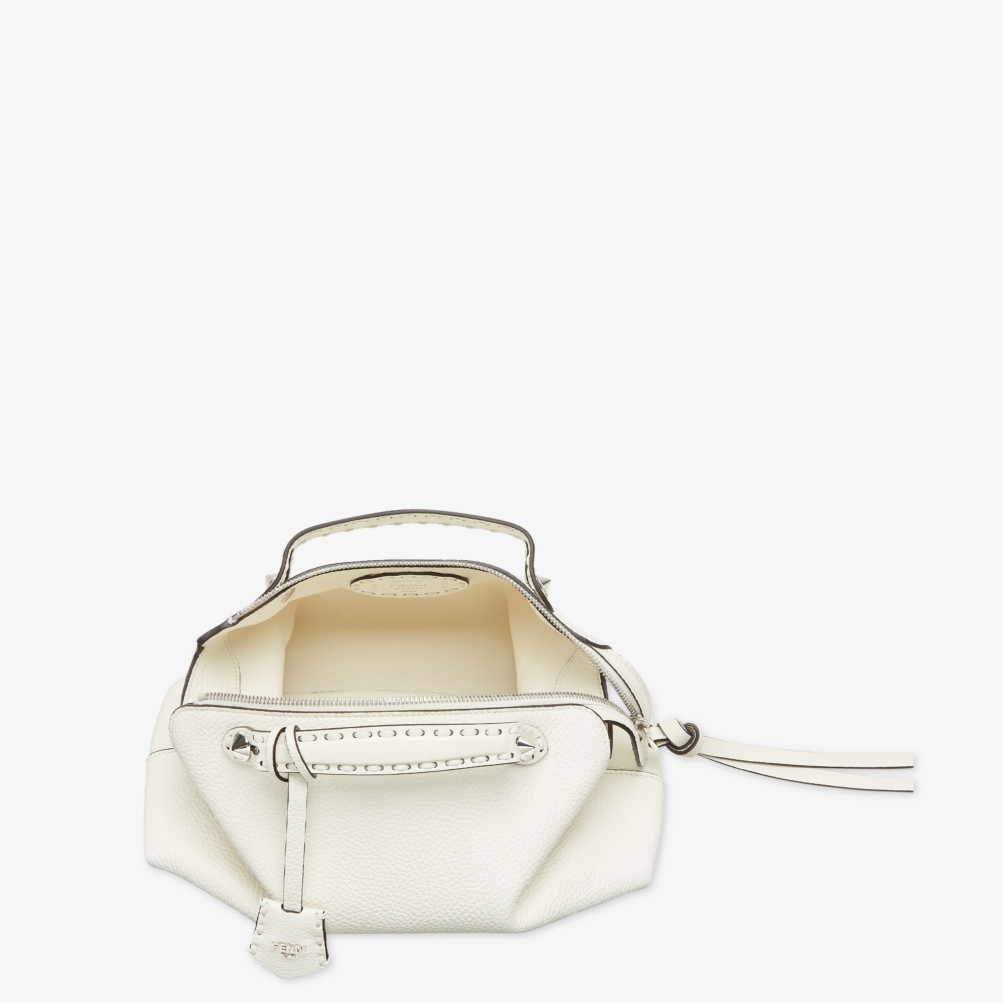 By The Way Selleria Medium White Selleria bag with 192 hand-sewn topstitches