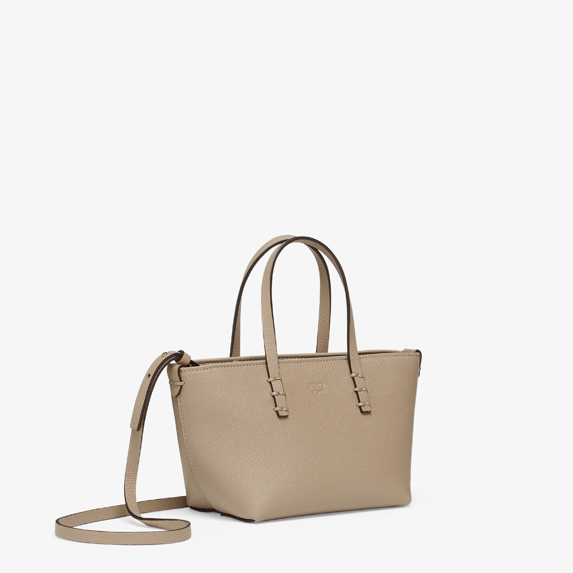 Roll Mini Dove gray Selleria mini-bag with 62 hand-sewn topstitches