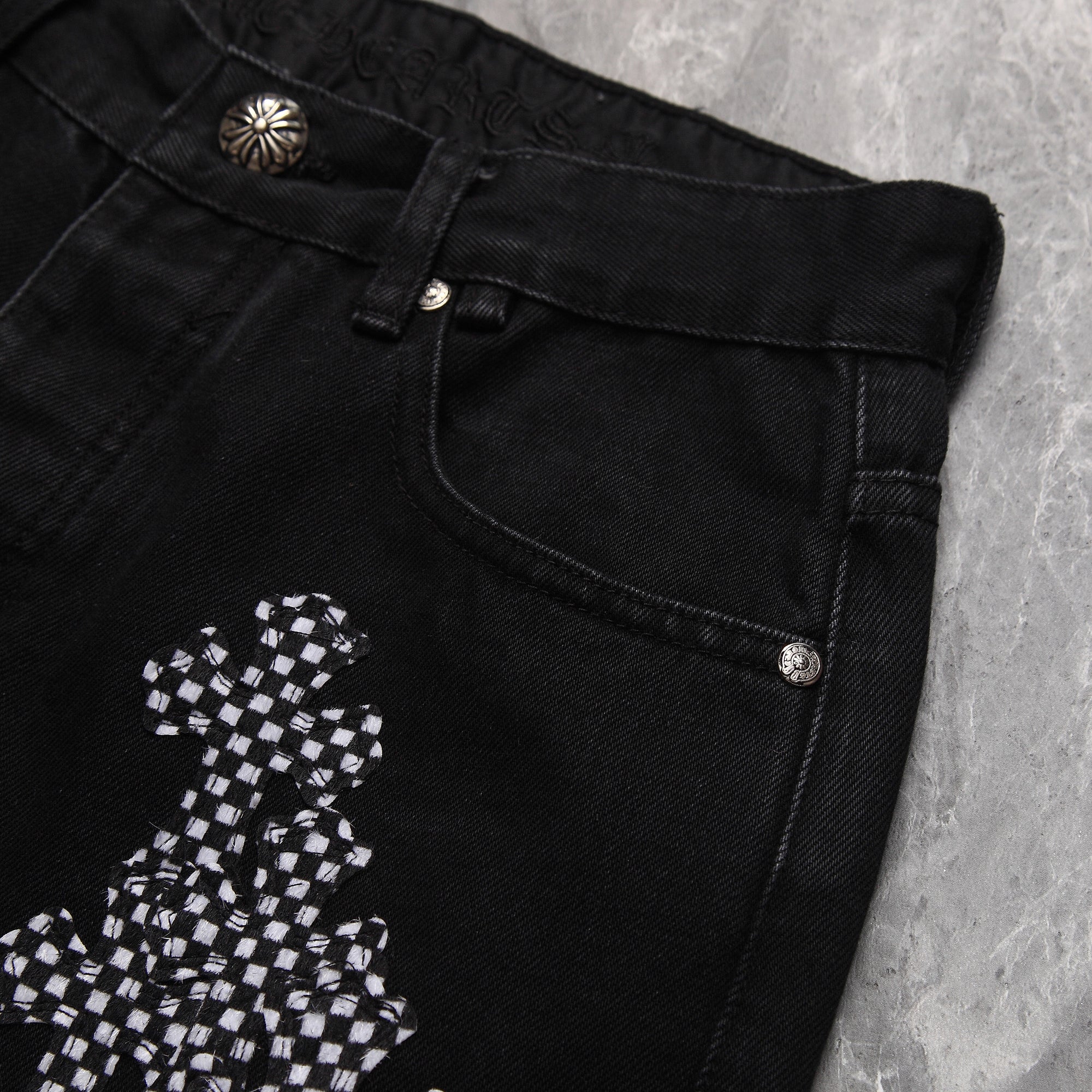 Chrome Hearts Horse Fur Leather Patchwork Jeans