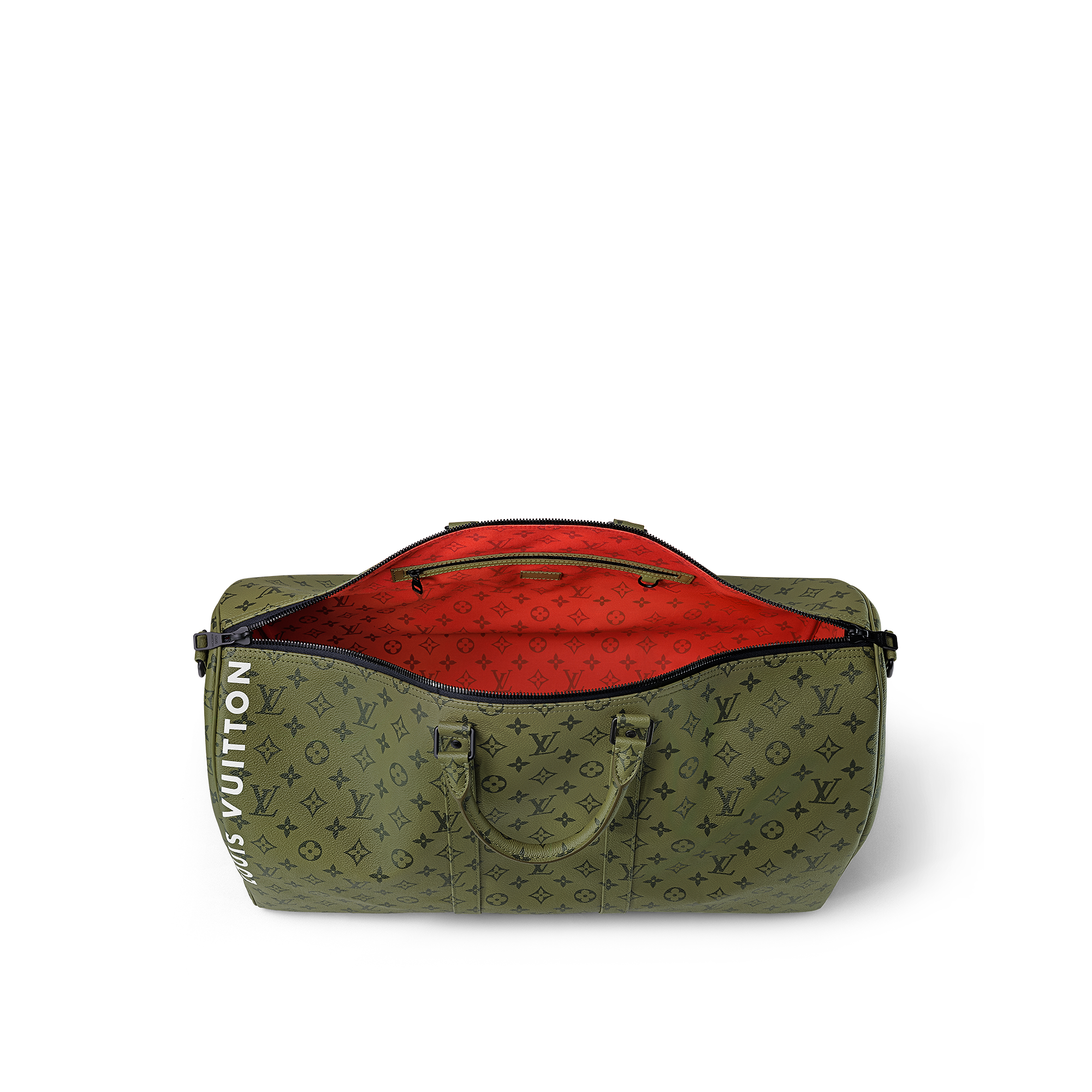 Keepall Bandoulière 55 Khaki Green/Vermillion Red