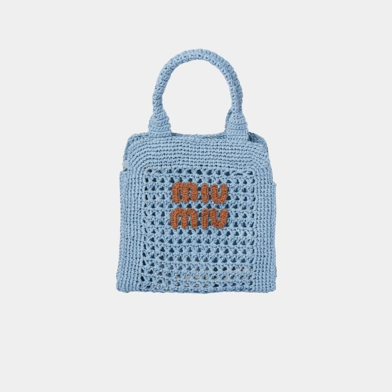 Raffia-Effect Crochet Fabric Tote Bag
