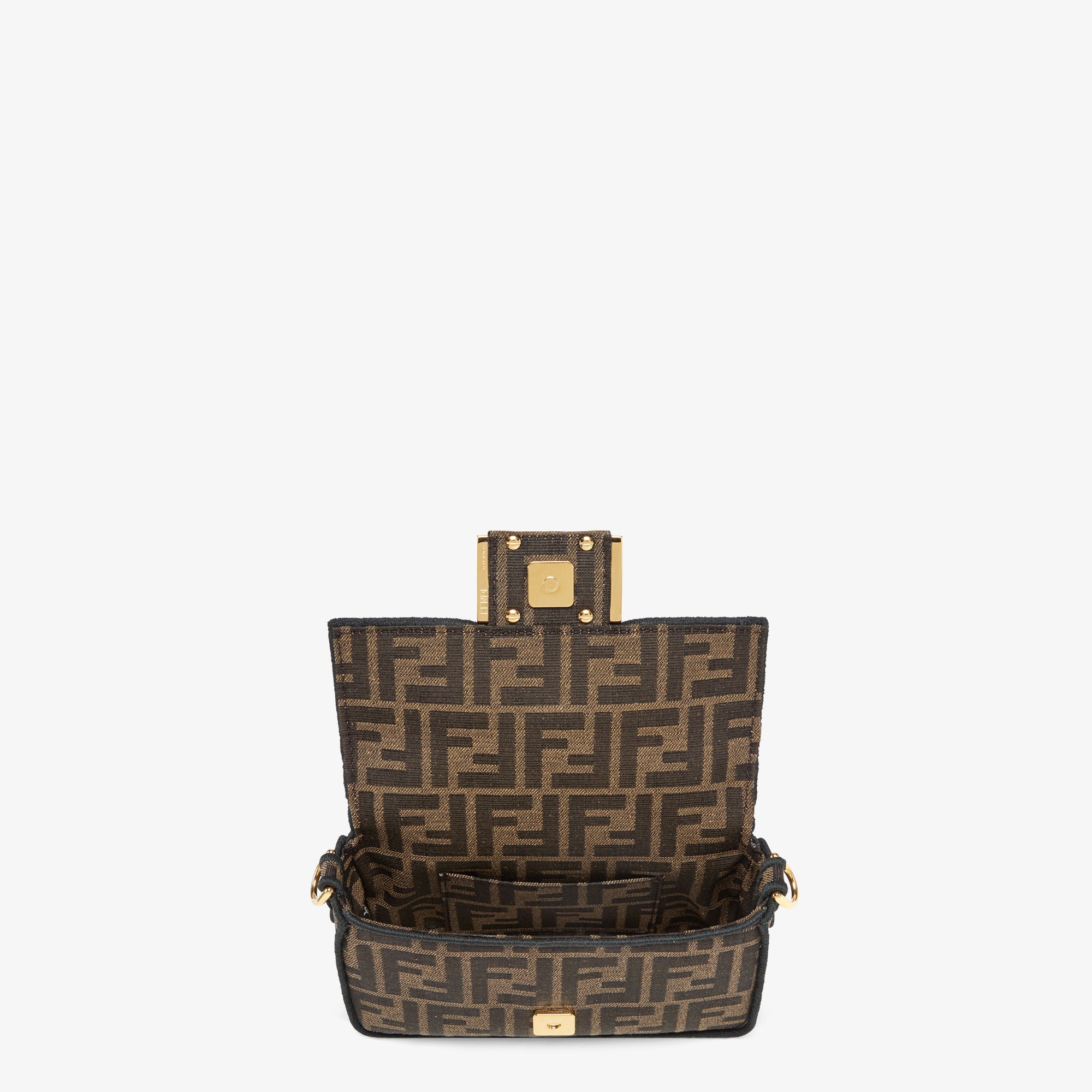 Baguette Mini Brown FF jacquard fabric bag