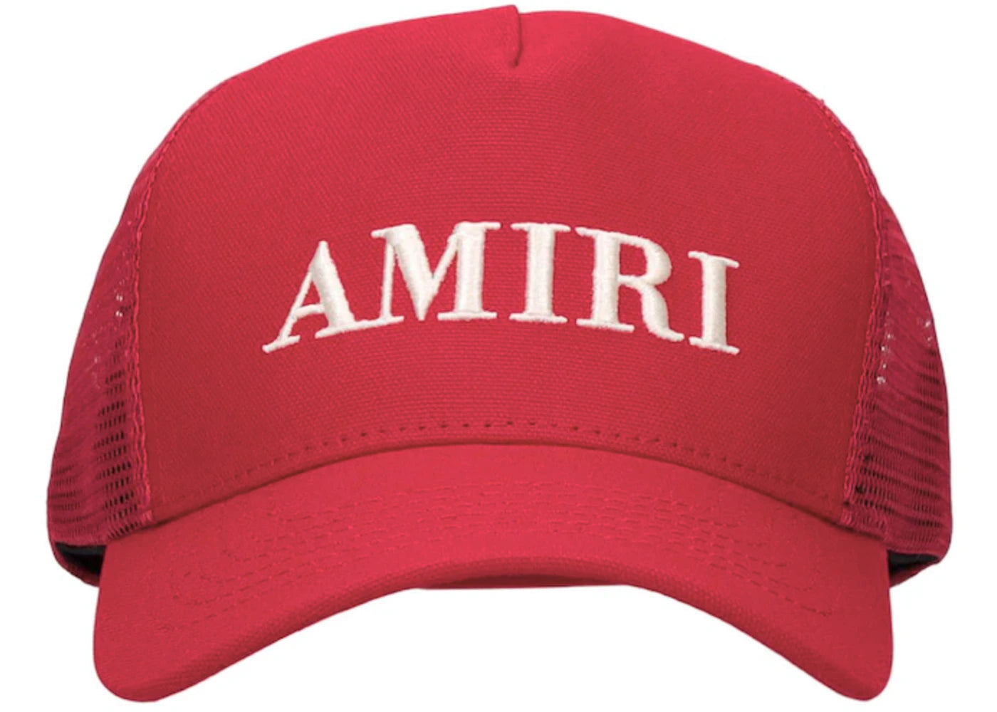 AMIRI Logo Cotton Canvas Trucker Hat Red