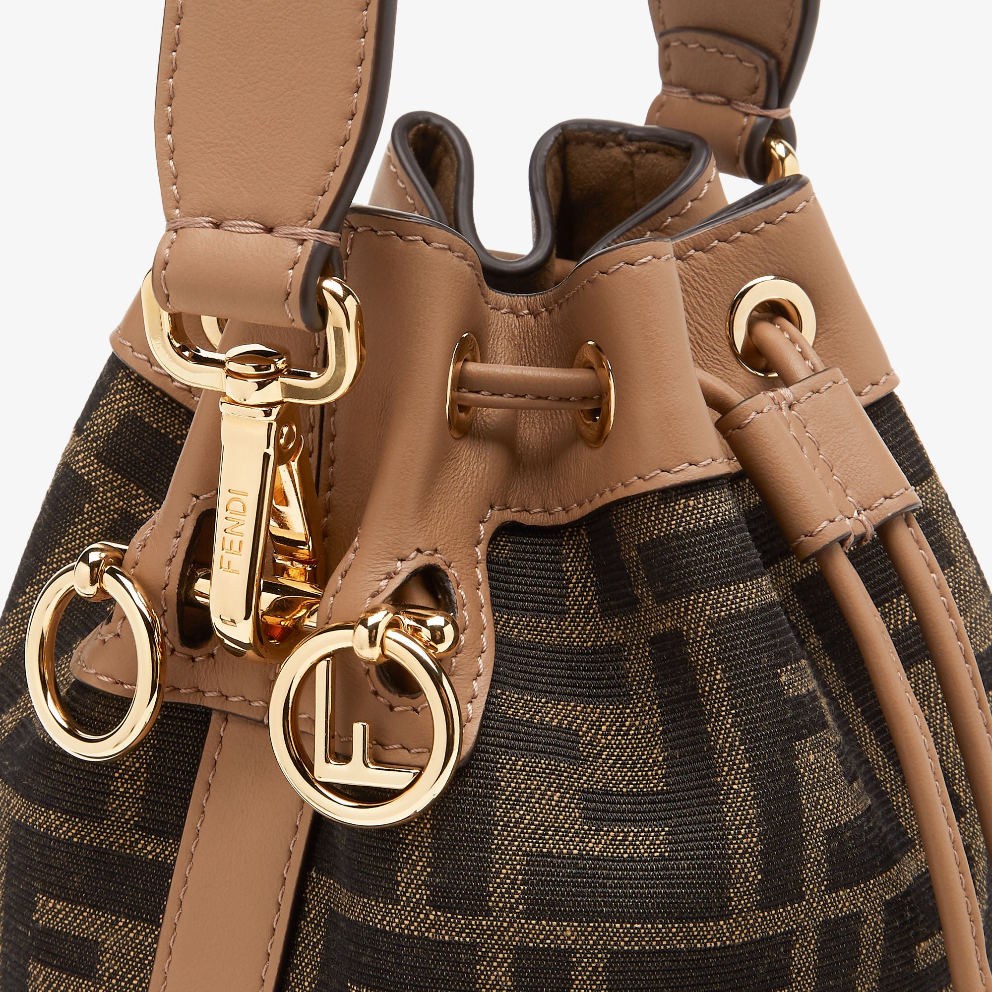 Mon Tresor Brown FF fabric mini-bag