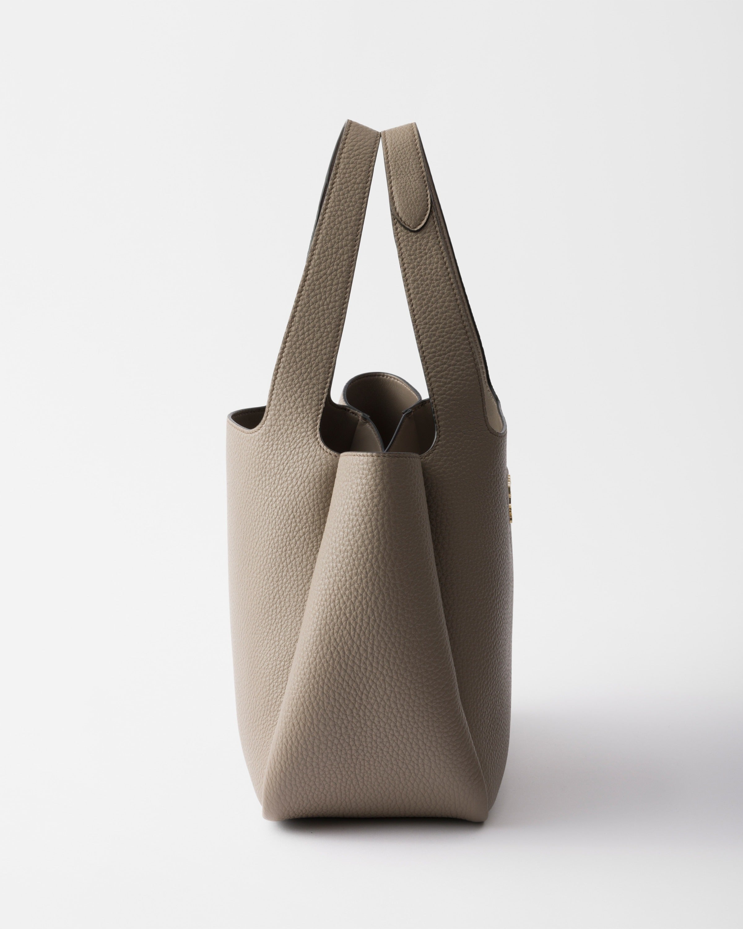 Small leather tote bag Clay Gray