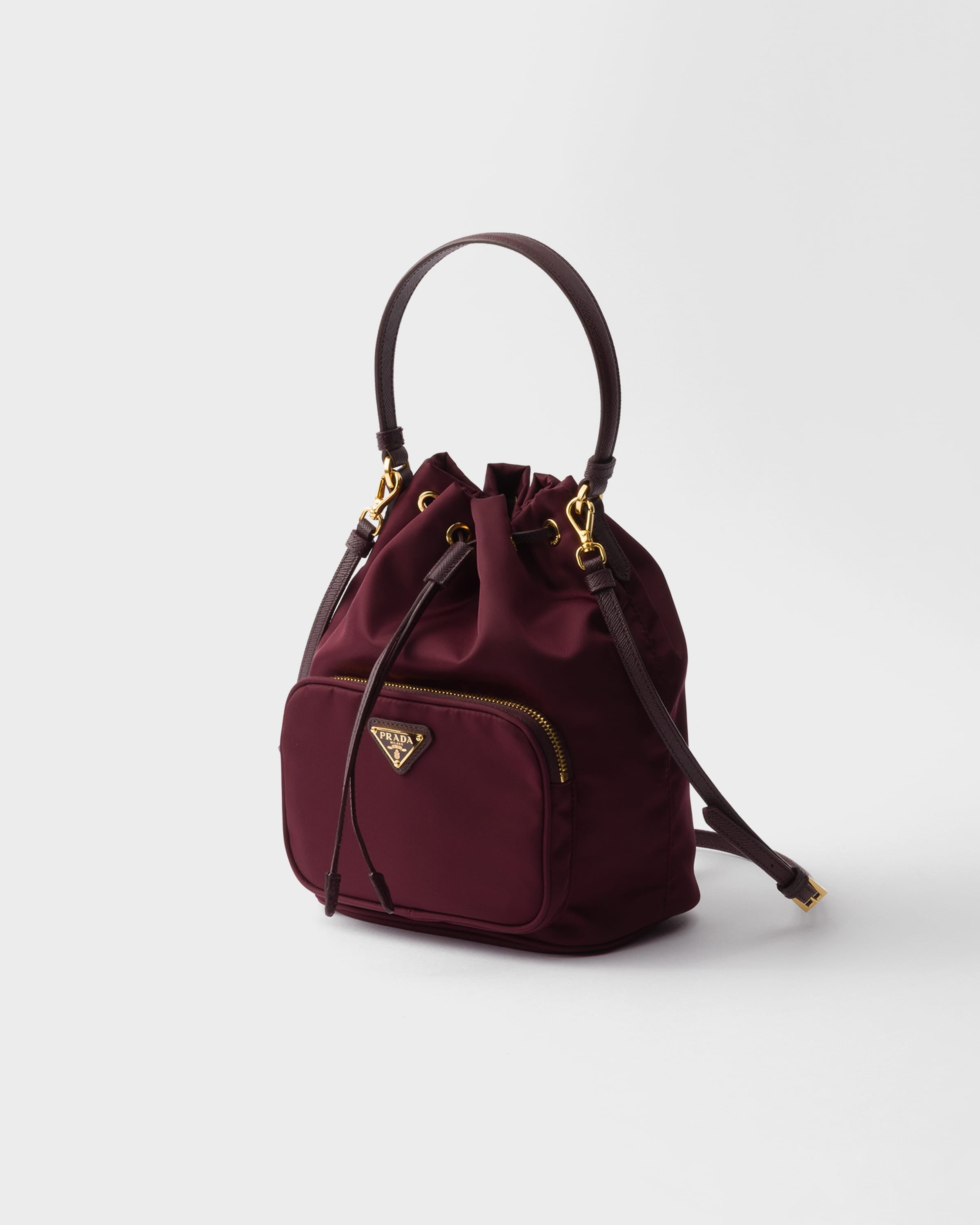 Prada Duet Re-Nylon bucket bag Burgundy