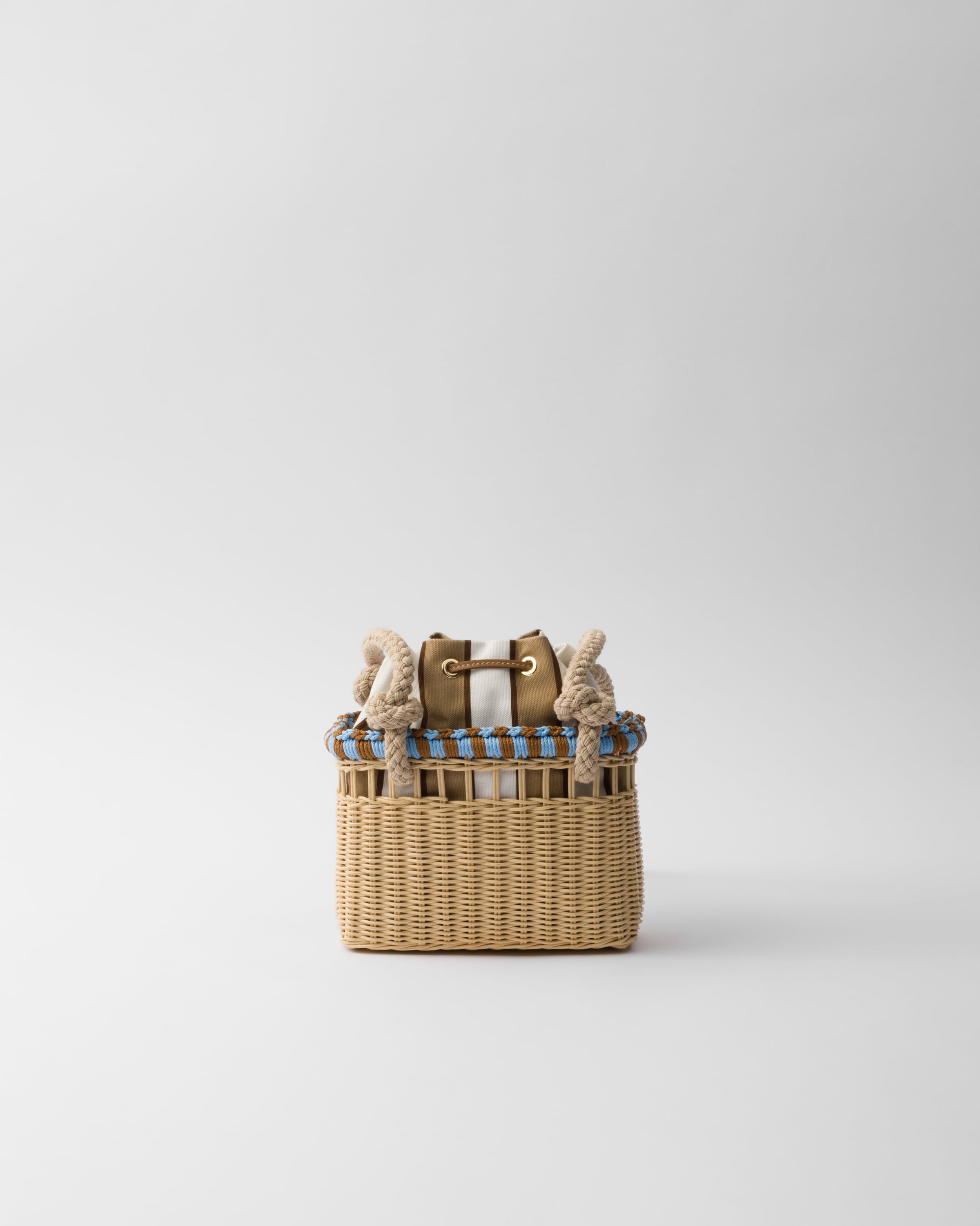 Wicker mini-bag Tan / Light Blue