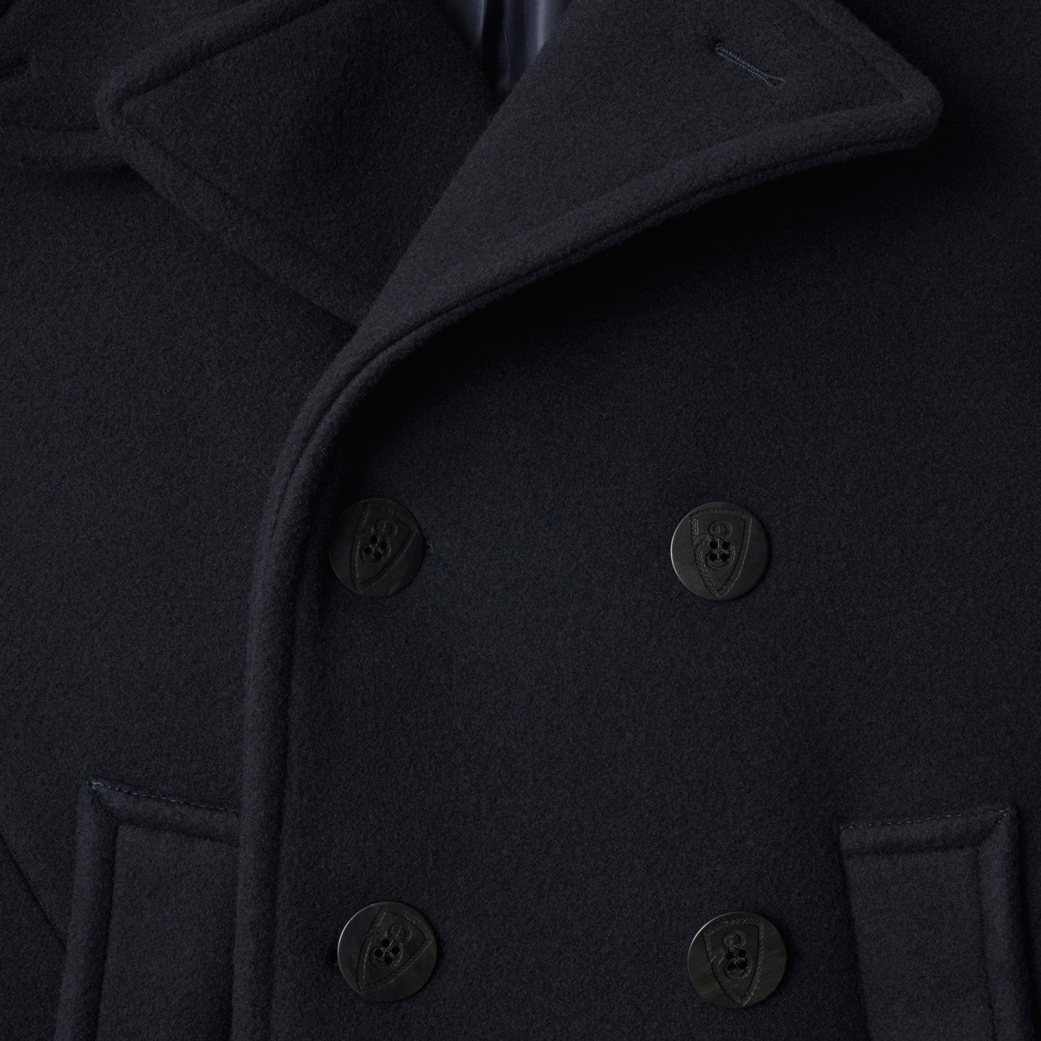 Wool Pea Coat - Navy