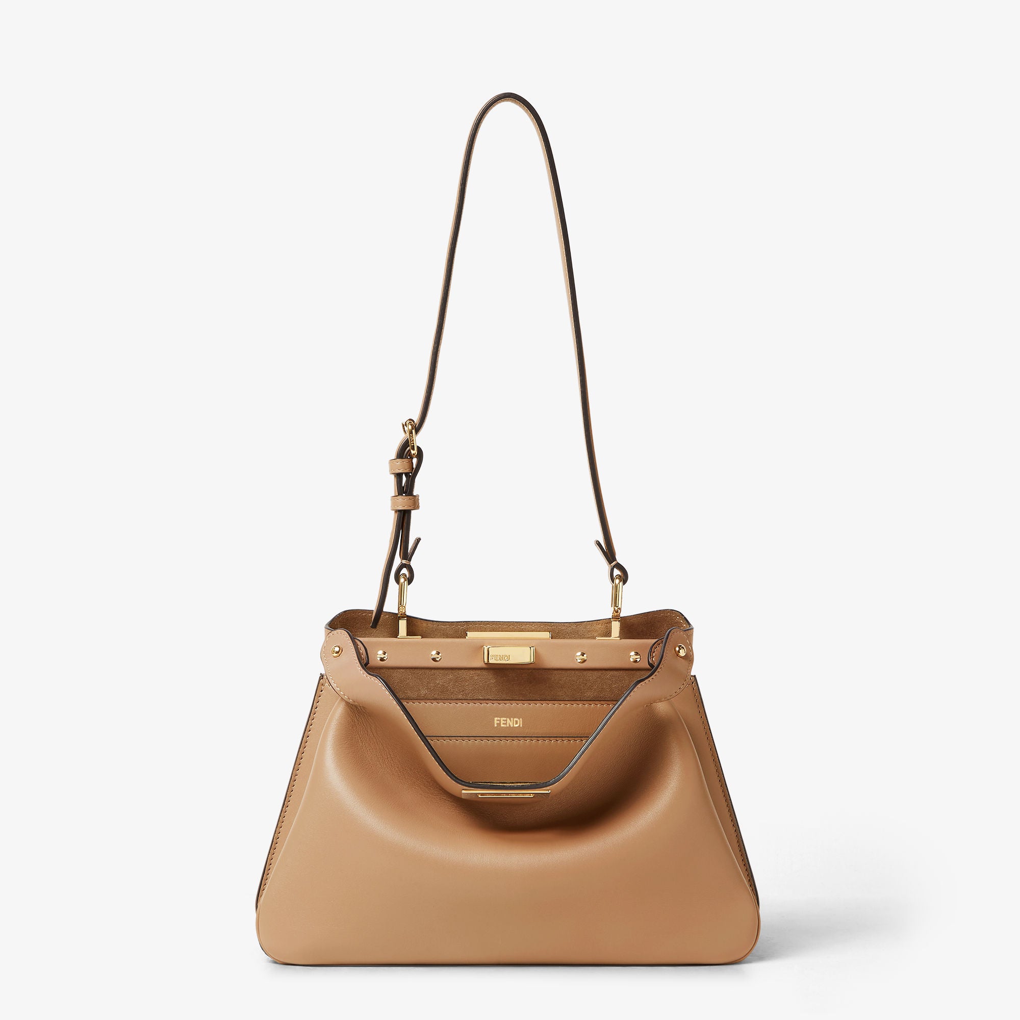 Peekaboo Soft Small Cappuccino-colored leather bag