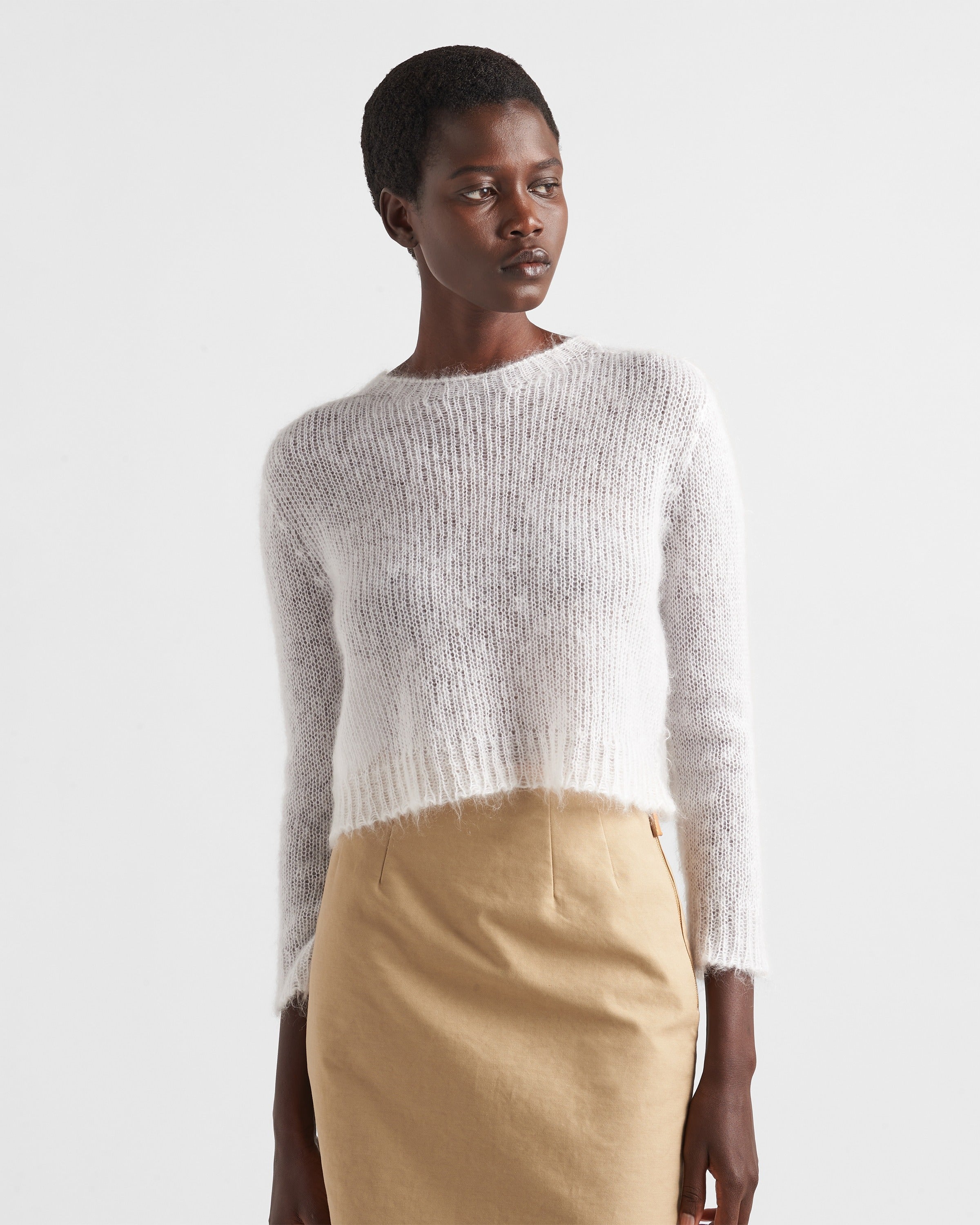 Mohair crew-neck sweater Natural