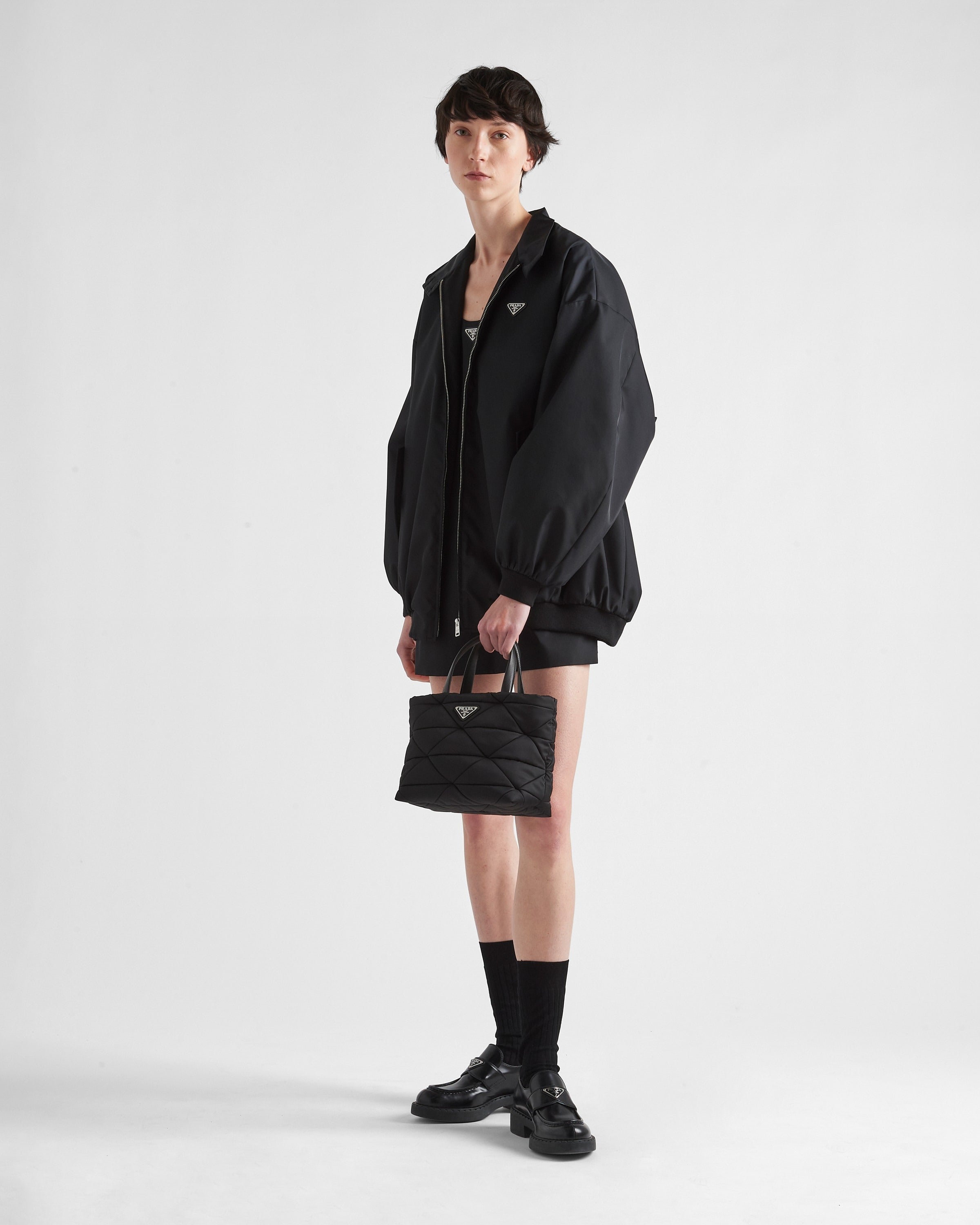 Padded Re-Nylon tote bag Black