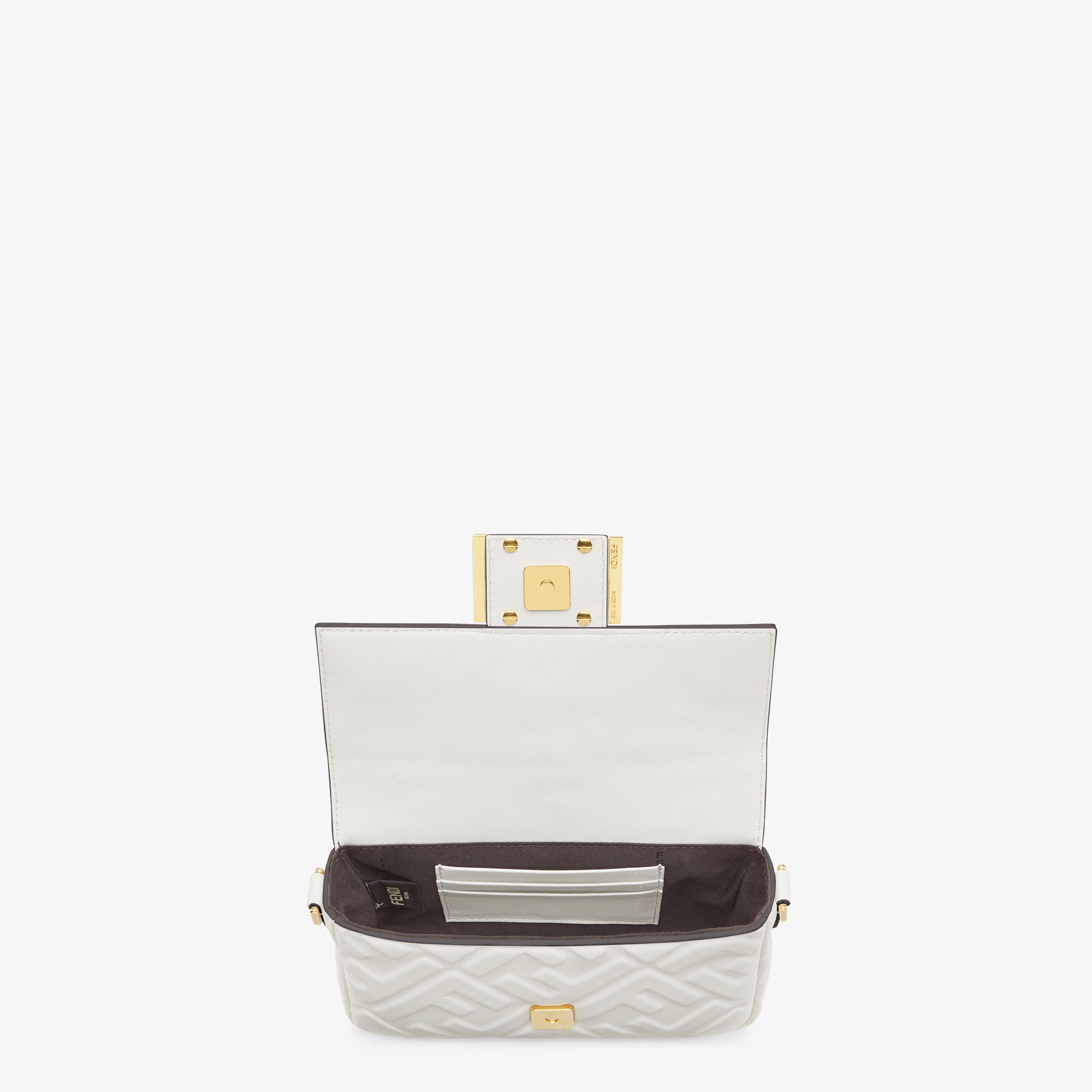 Baguette Mini White nappa leather bag with FF motif